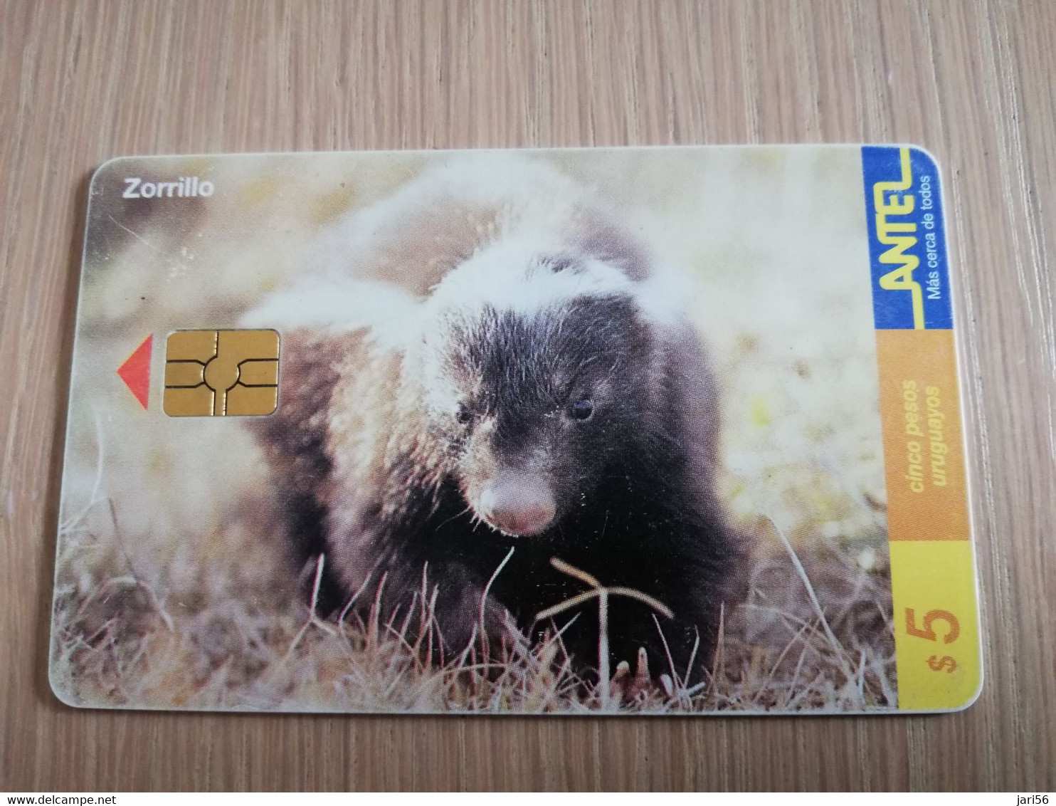URUGUAY CHIPCARD  ANIMAL    $5  ZORILLO            Nice Used Card    **4548** - Uruguay