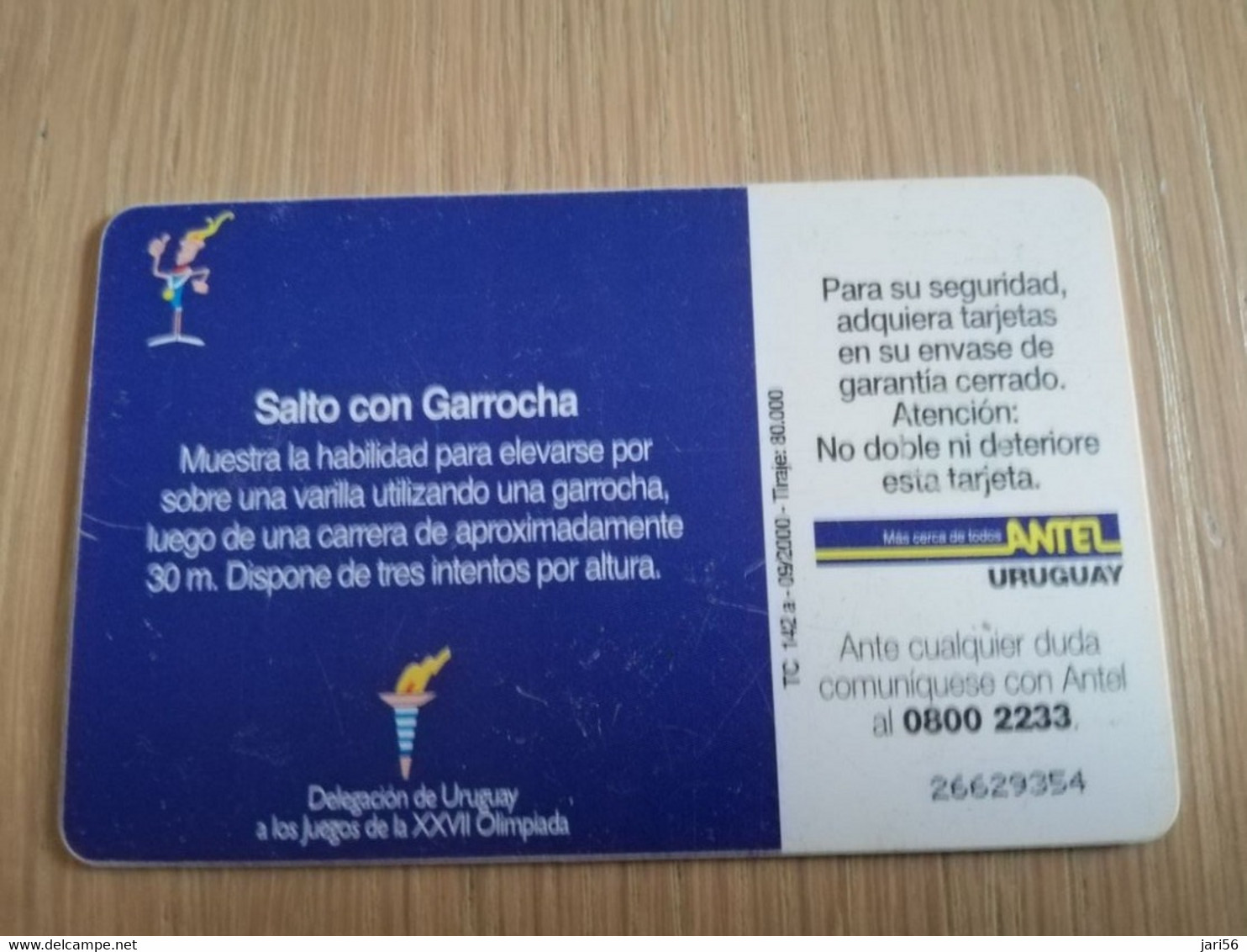 URUGUAY CHIPCARD  SPORTS     $100   DEBORAH GYURCSEK SALTO CON GARROCHA             Nice Used Card    **4558** - Uruguay