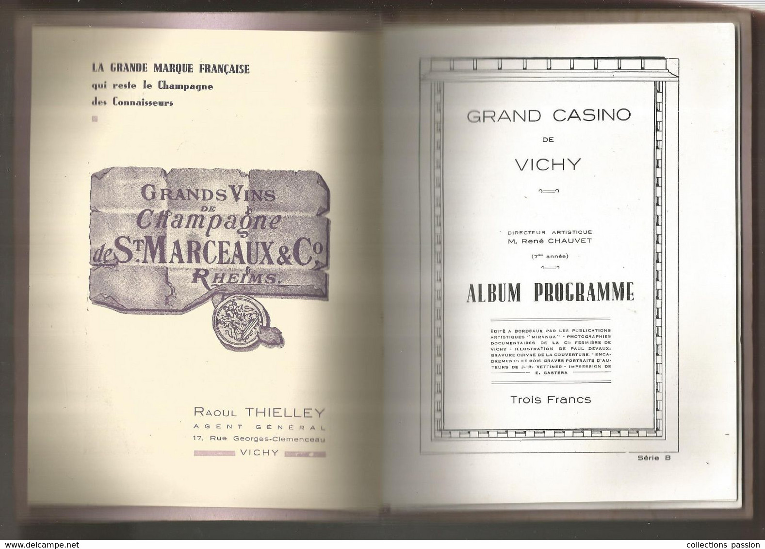 JC, Album-programme, GRAND CASINO DE VICHY , 1936 , 42 Pages , Photographies , Publicités , 4 Scans, Frais Fr 6.15 € - Programma's