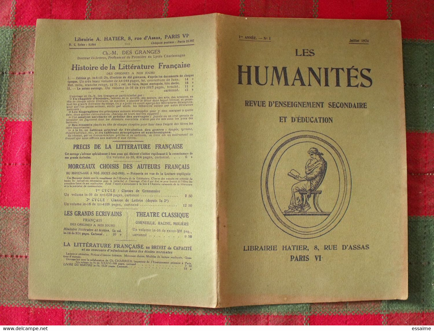 10 N° De "Les Humanités"; Revue D'enseignement Secondaire Et D'éducation. Hatier 1924-1925 - 18+ Years Old