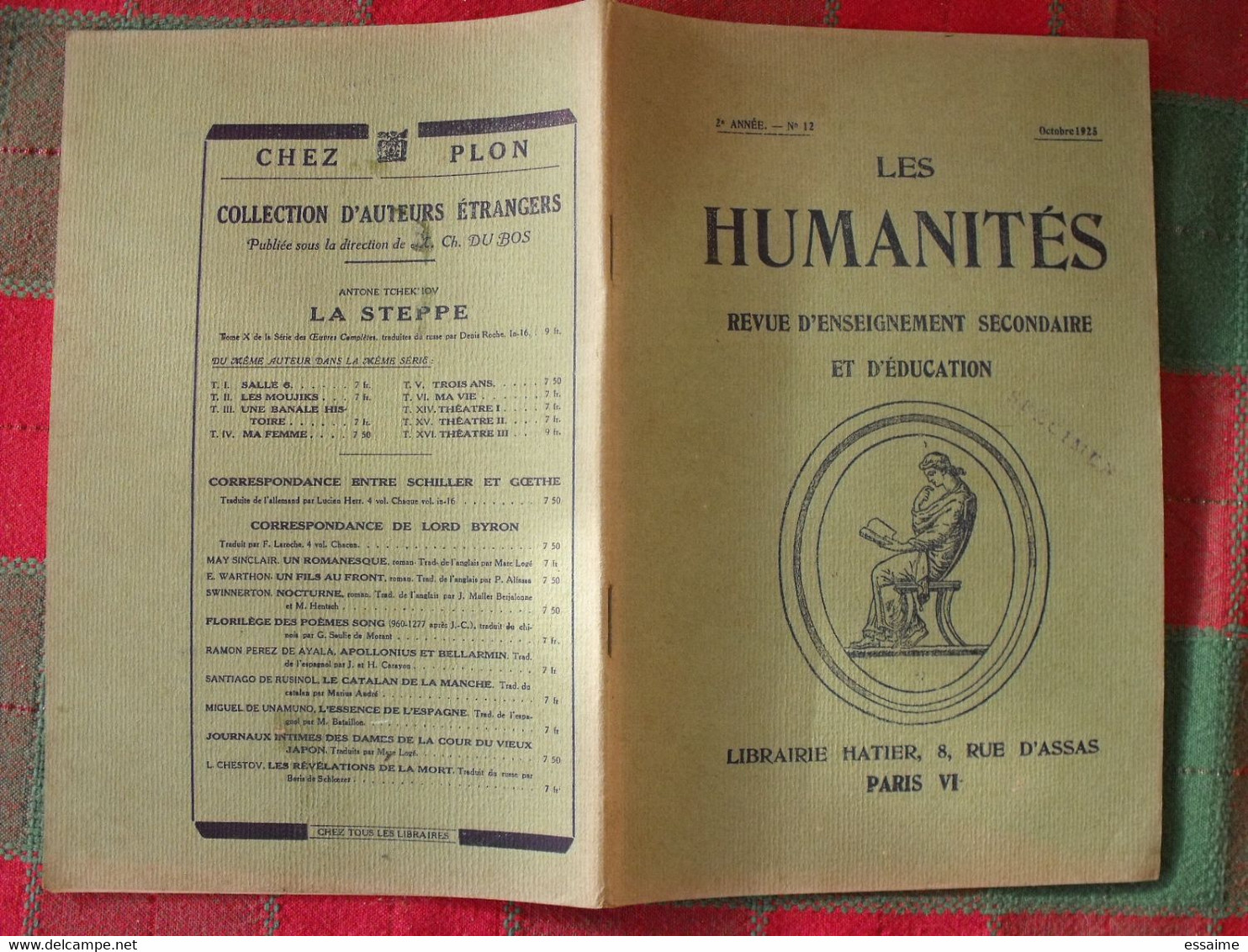 10 N° De "Les Humanités". Revue D'enseignement Secondaire Et D'éducation. Hatier 1925-1927 - 18 Ans Et Plus