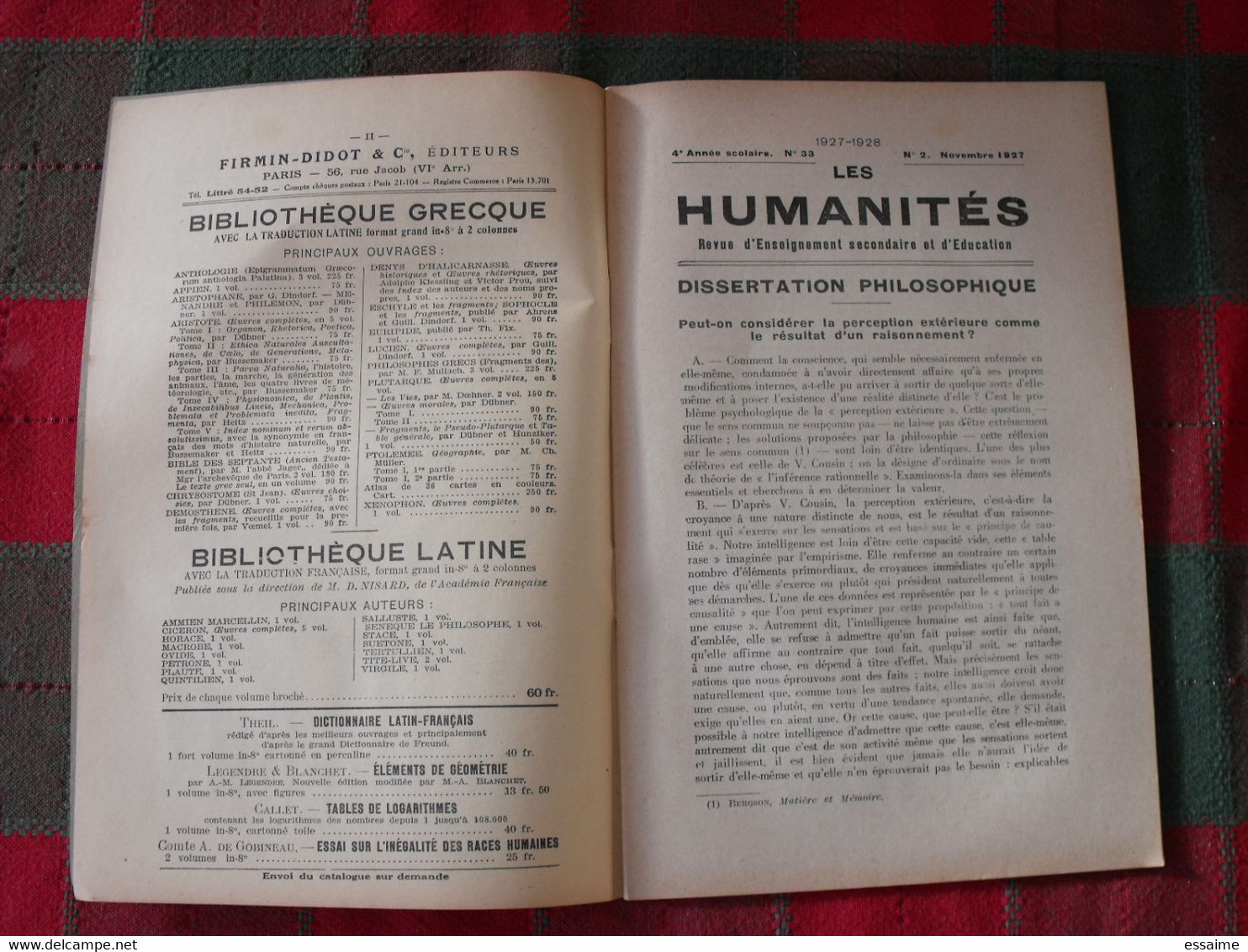 10 N° De "Les Humanités". Revue D'enseignement Secondaire Et D'éducation. Hatier 1927-1929 - 18 Ans Et Plus