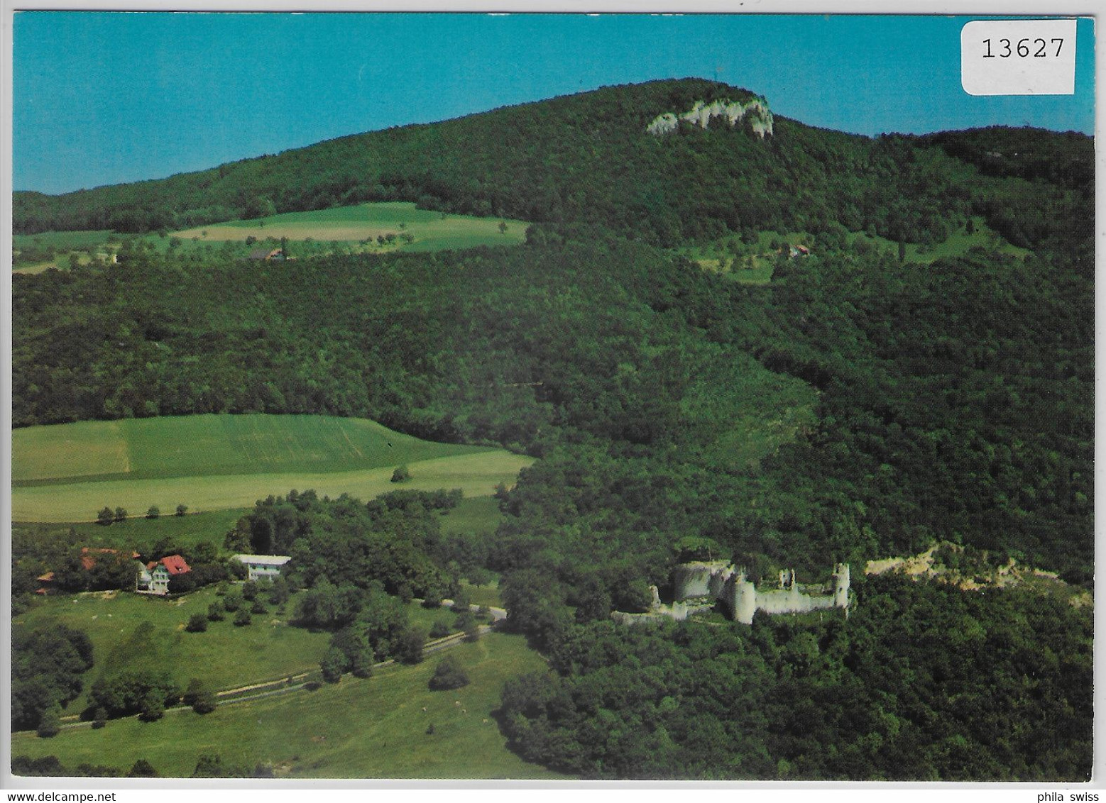 Flugaufnahme Ruine Dorneck, Schlosshof, Gempenfluh Dornach SO - Fliegeraufnahme - Dornach