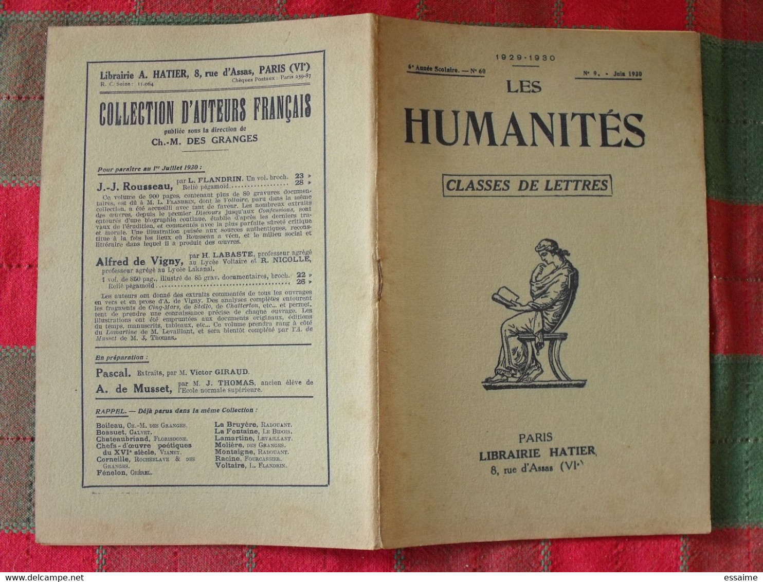 10 N° De "Les Humanités". Hatier 1930-1932. Revue D'enseignement Secondaire Et D'éducation. Classe De Lettres - 18 Ans Et Plus