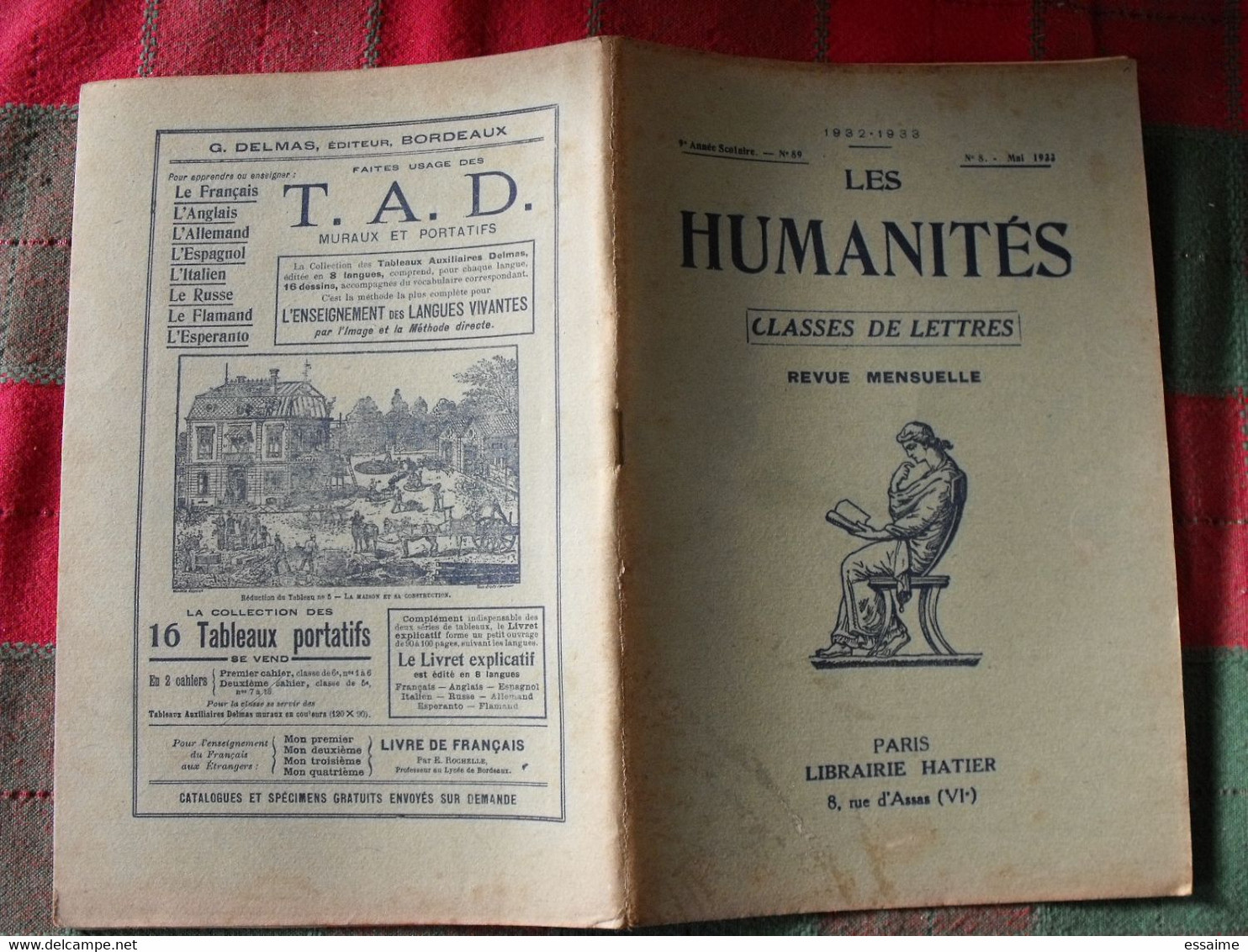 4 N° De "Les Humanités". Hatier 1933. Revue D'enseignement Secondaire Et D'éducation. Classe De Lettres - 18 Ans Et Plus