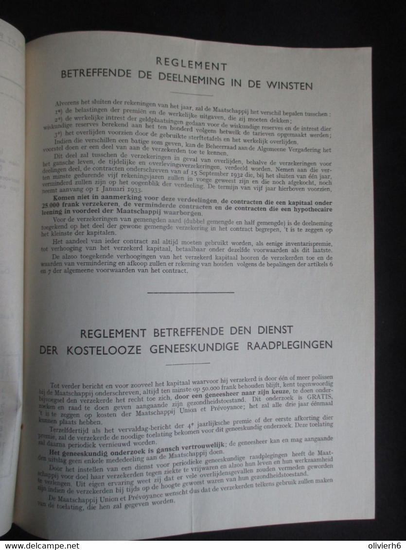 VP ASSURANCE 31/10/1947 (V2030) UNION & PRéVOYANCE (2 Vues) Verzekering Op Het Leven - Bank & Insurance