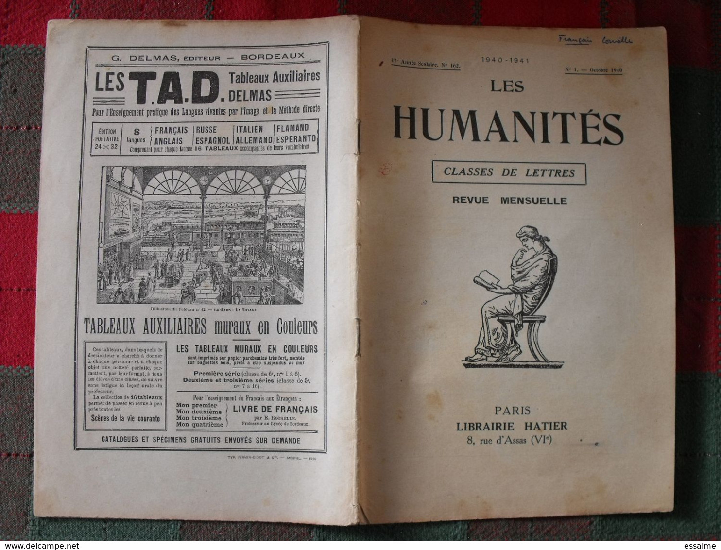 11 N° De "Les Humanités". Hatier 1939-1943. Revue D'enseignement Secondaire Et D'éducation. Classe De Lettres - 18+ Years Old