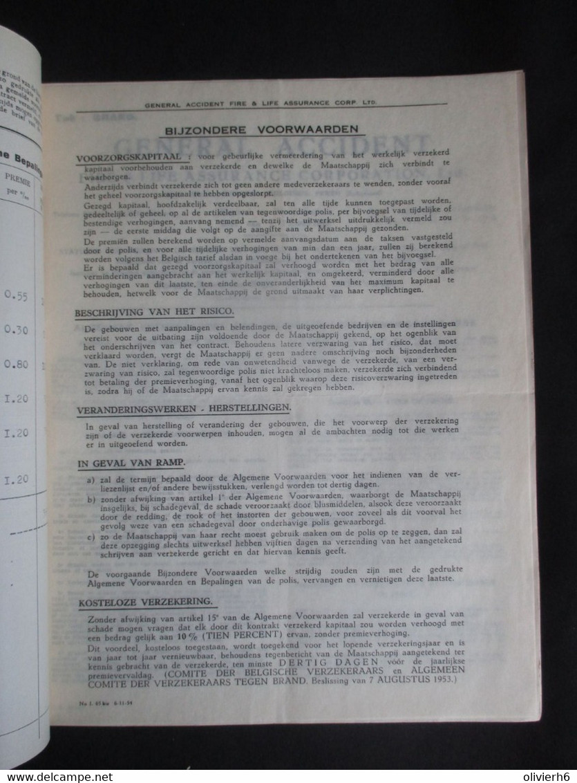 VP ASSURANCE 01/11/1955 (V2030) GENERAL Accident Fire & Life ASSURANCE CORPORATION (2 Vues) ANTWERPEN Meir 14 - Bank & Versicherung