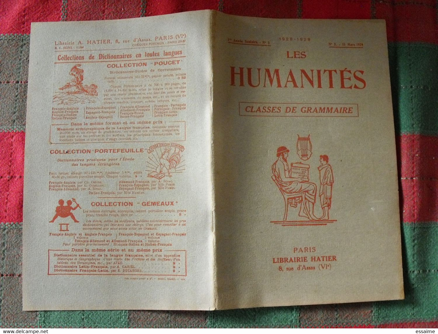 10 N° De "Les Humanités". Hatier 1929-1935. Revue D'enseignement Secondaire Et D'éducation. Classe De Grammaire - 18+ Years Old