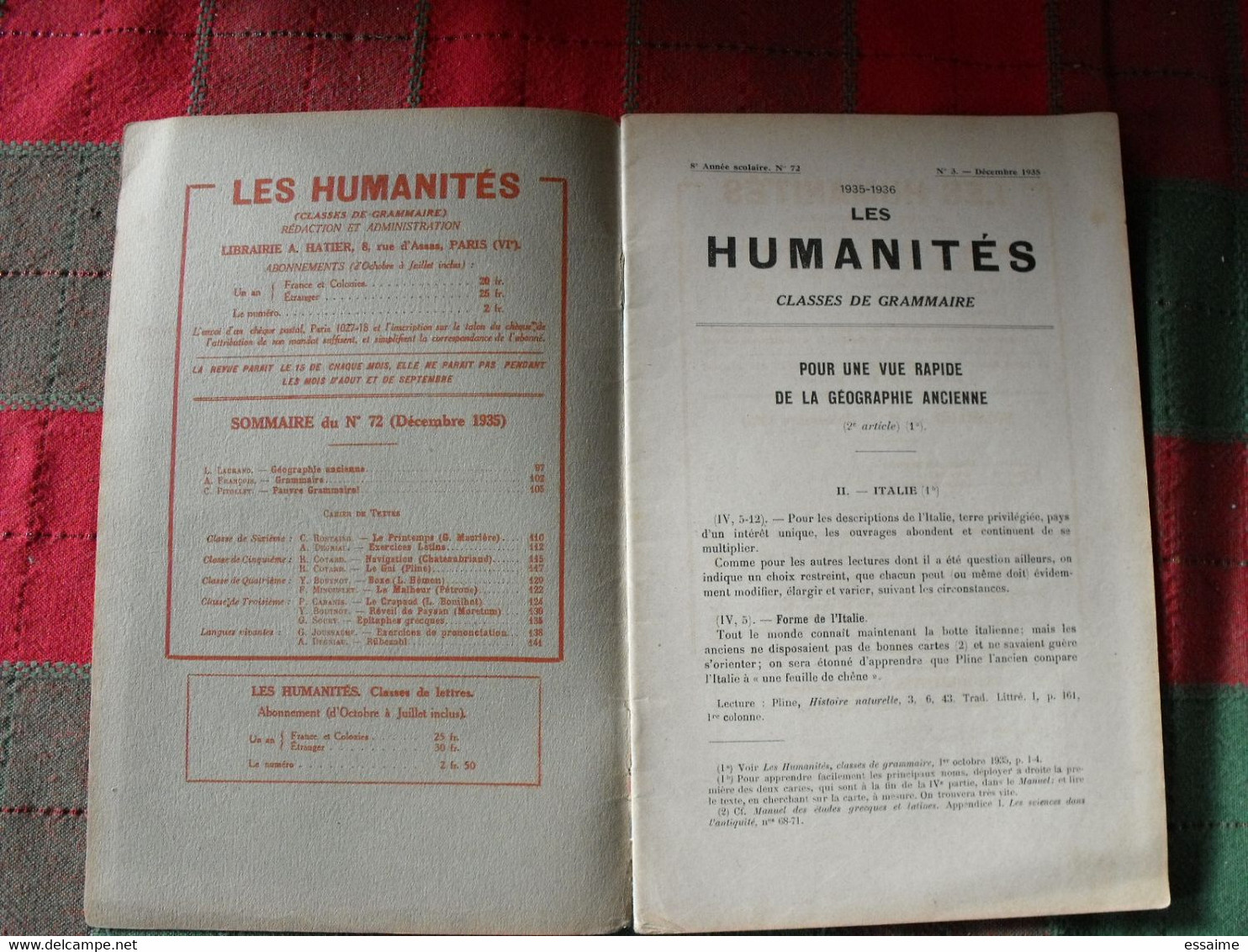10 N° De "Les Humanités". Hatier 1935-1938. Revue D'enseignement Secondaire Et D'éducation. Classe De Grammaire - 18 Ans Et Plus