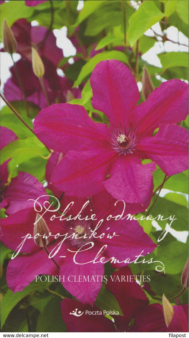 POLAND 2019 Souvenir Carnet Booklet Polish Clematis Varieties, Polish Plants, Flowers, Nature With MNH** Block F - Cuadernillos