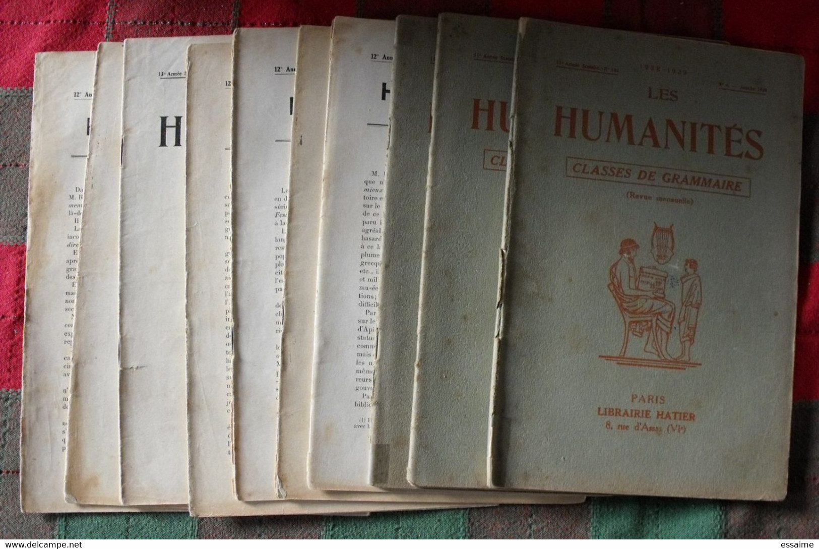 10 N° De "Les Humanités". Hatier 1939-1940. Revue D'enseignement Secondaire Et D'éducation. Classe De Grammaire - 18+ Years Old