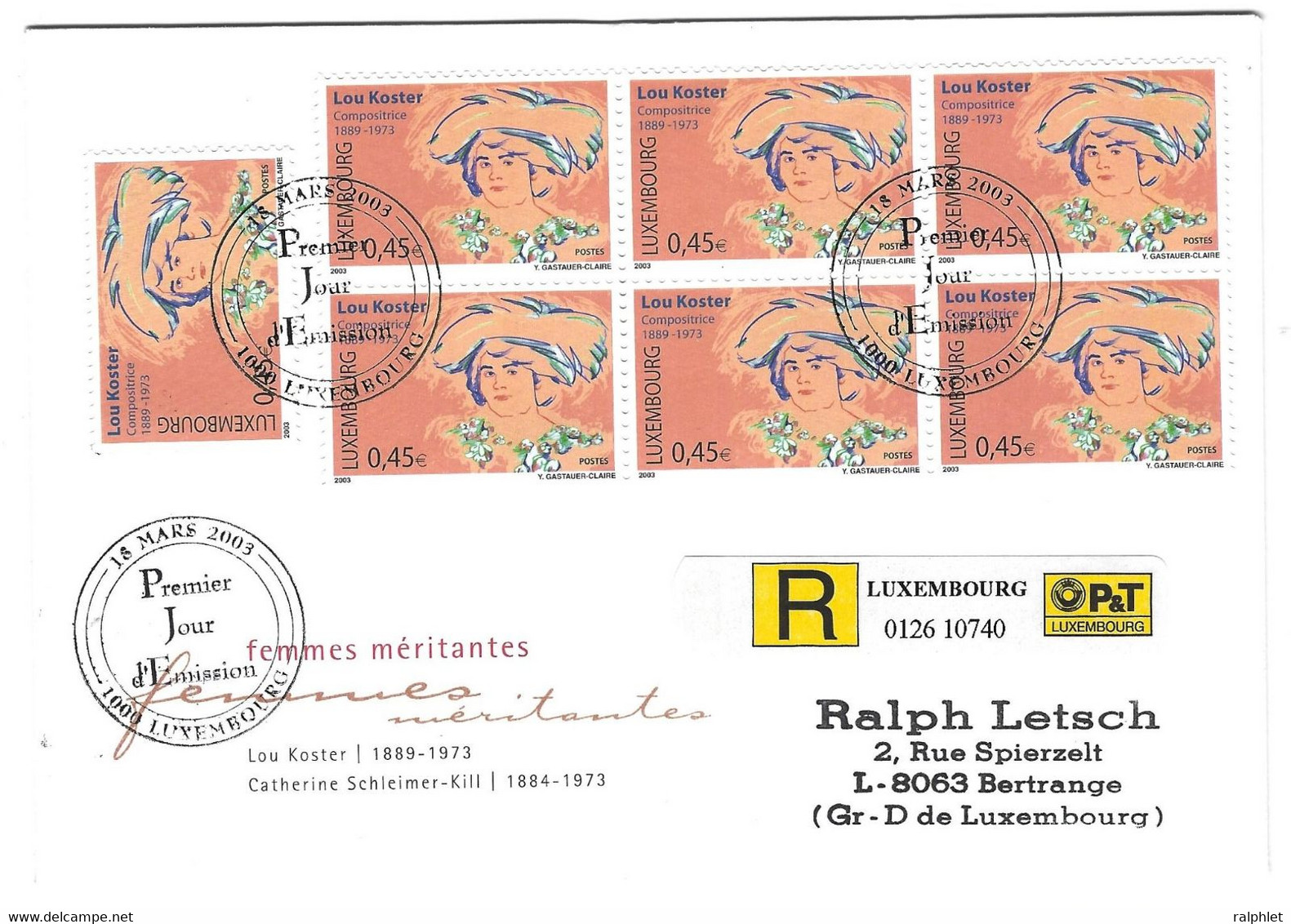 Luxembourg 2003 Lou Koster 1889-1973 Compositrice ¦ Composer ¦ Komponistin - Lettres & Documents