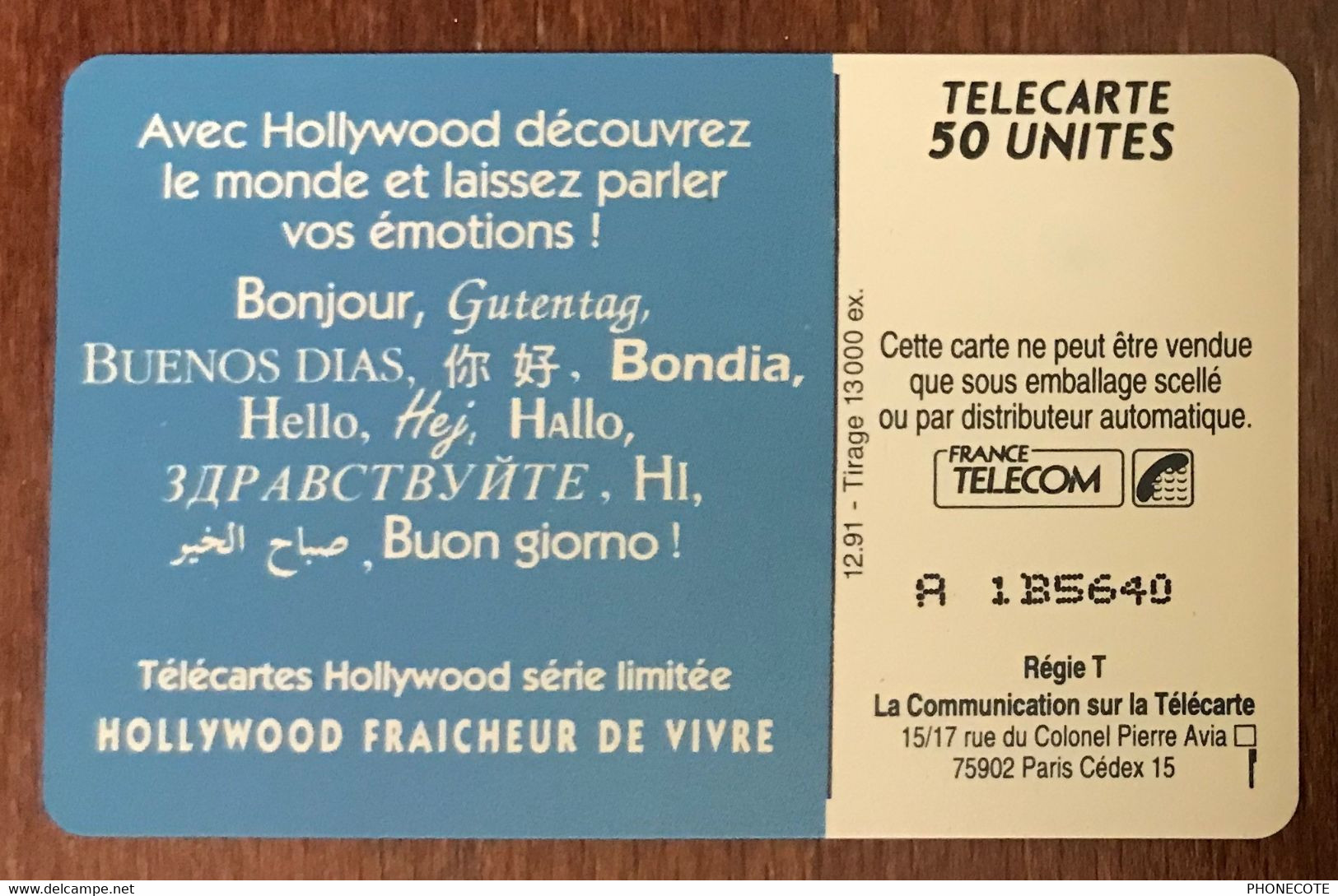 HOLLYWOOD WALLABIE TELECARTE PRIVÉE PUBLIQUE 50 UNITÉS RÉFÉRENCE PHONECOTE En249 PHONECARD - 50 Unità  