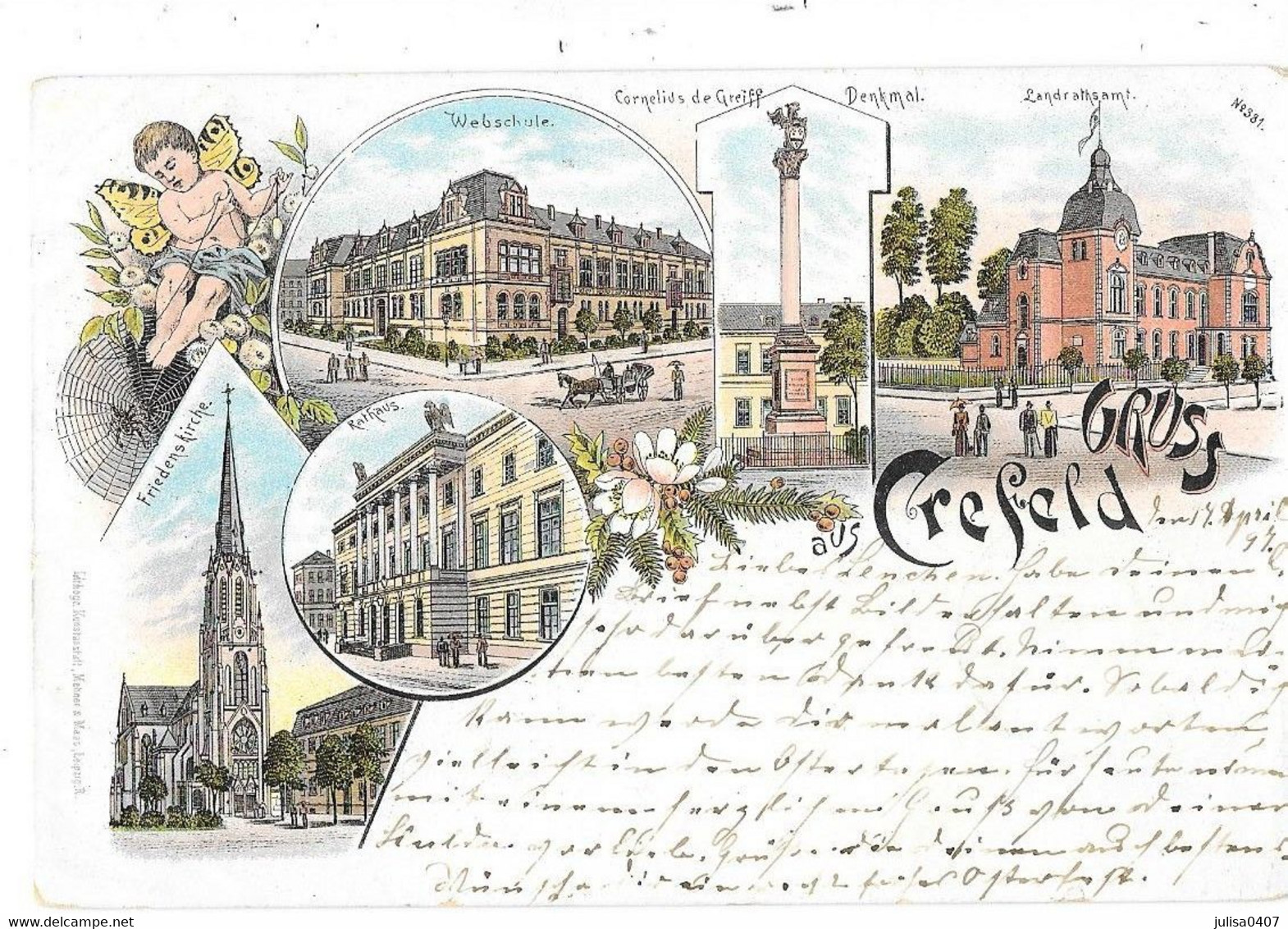 KREFELD CREFELD  (Allemagne) Précurseur Carte Illustrée Gruss Voyagée 1897 - Krefeld