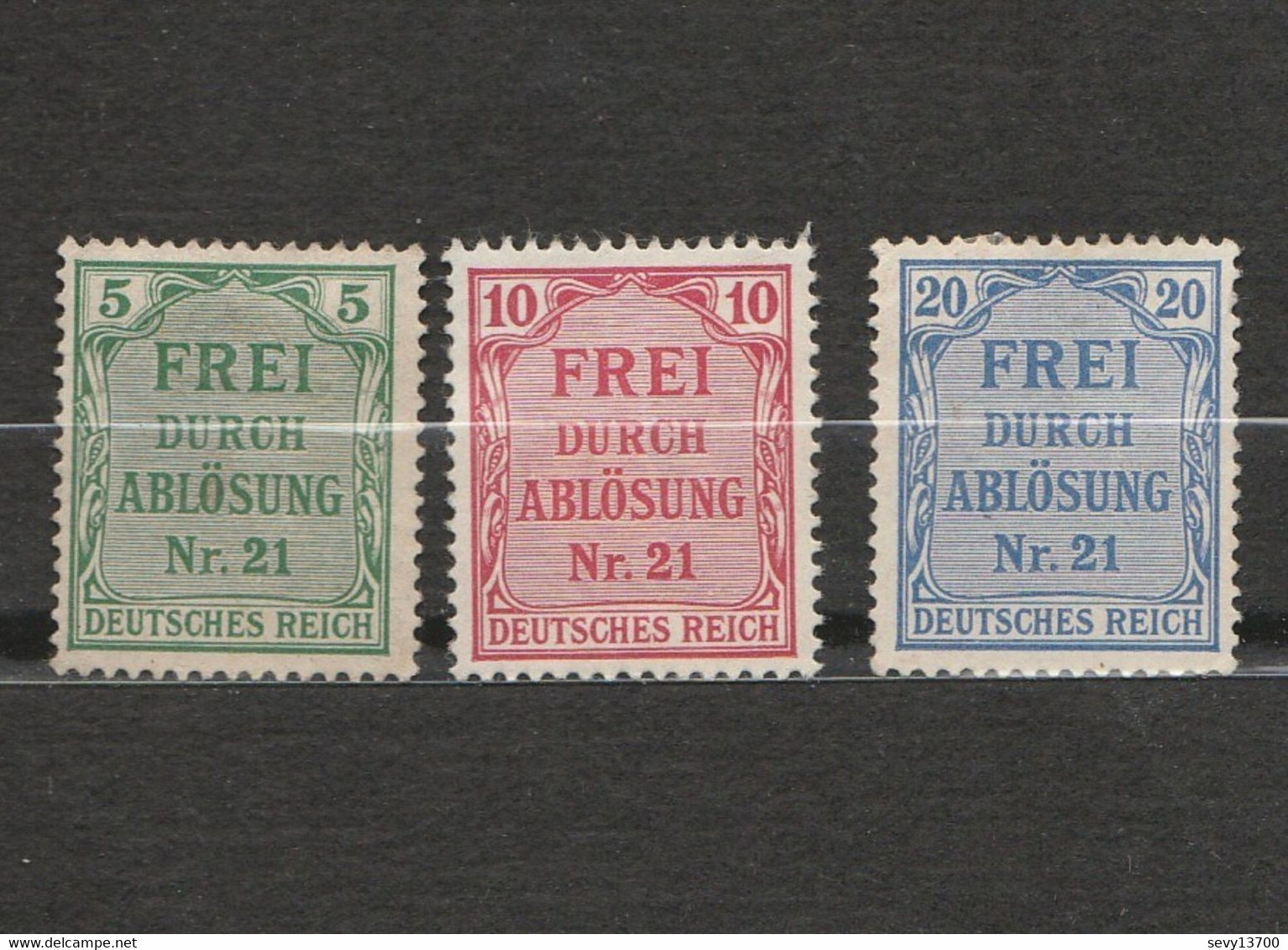 Lot 3 Timbres Allemagne Deutsches Reich - Frei Durch Ablösung Nr 21 Année 1903 - Charnière Au Dos 1903 Mi D3 - D 4 - D5 - Ongebruikt