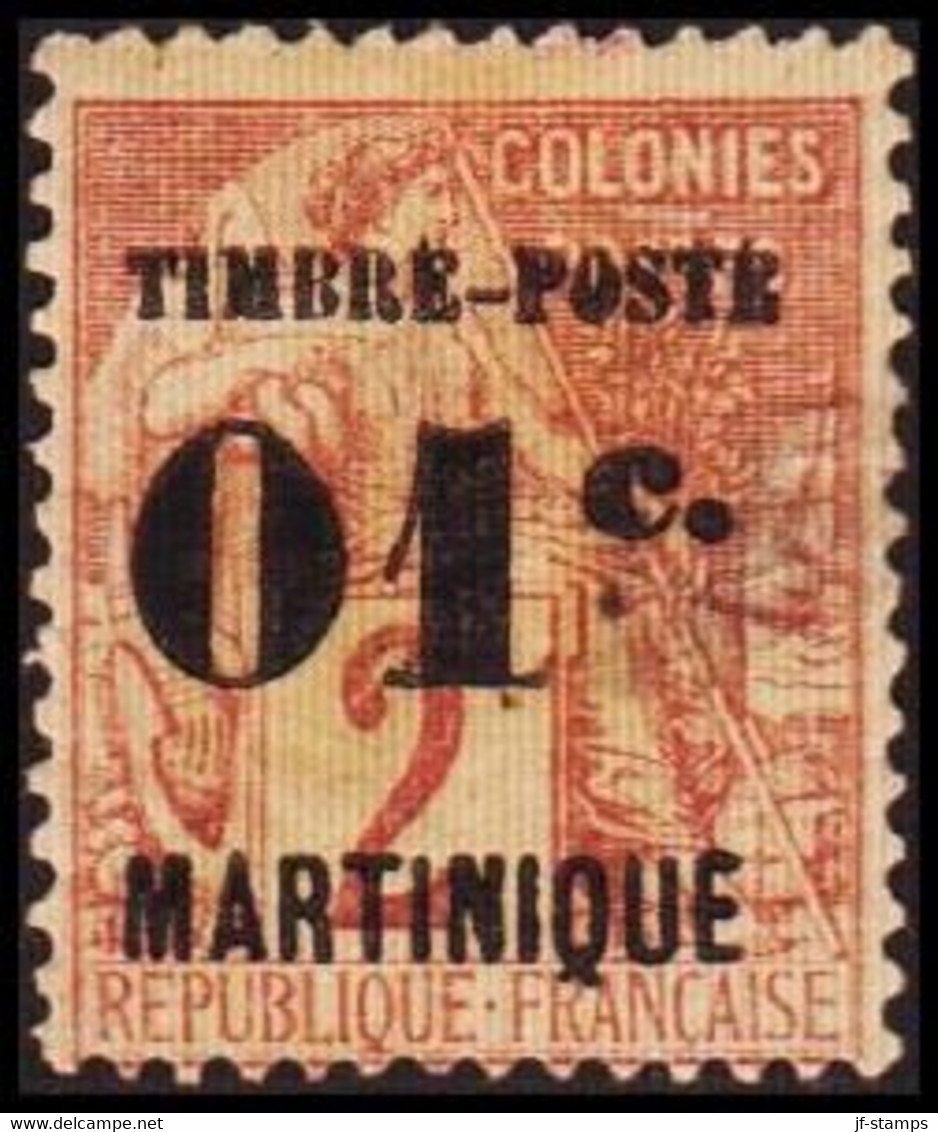 1891. MARTINIQUE. MARTINIQUE TIMBRE POST 01 C Overprint On COLONIES POSTES 2 C. Hinge... () - JF412763 - Nuevos