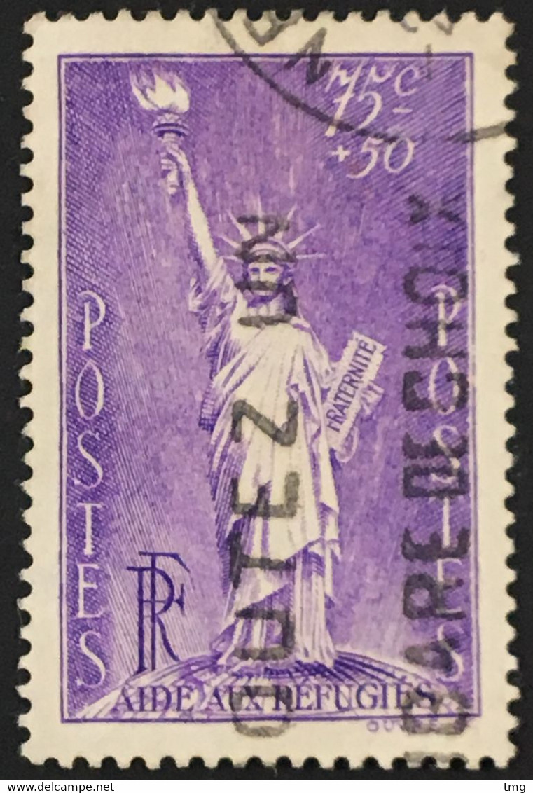 YT 309 (°) Obl 1936 Au Profit Des Réfugiés Politiques. Statue De La Liberté (côte 11 Euros) – Phil - Gebraucht