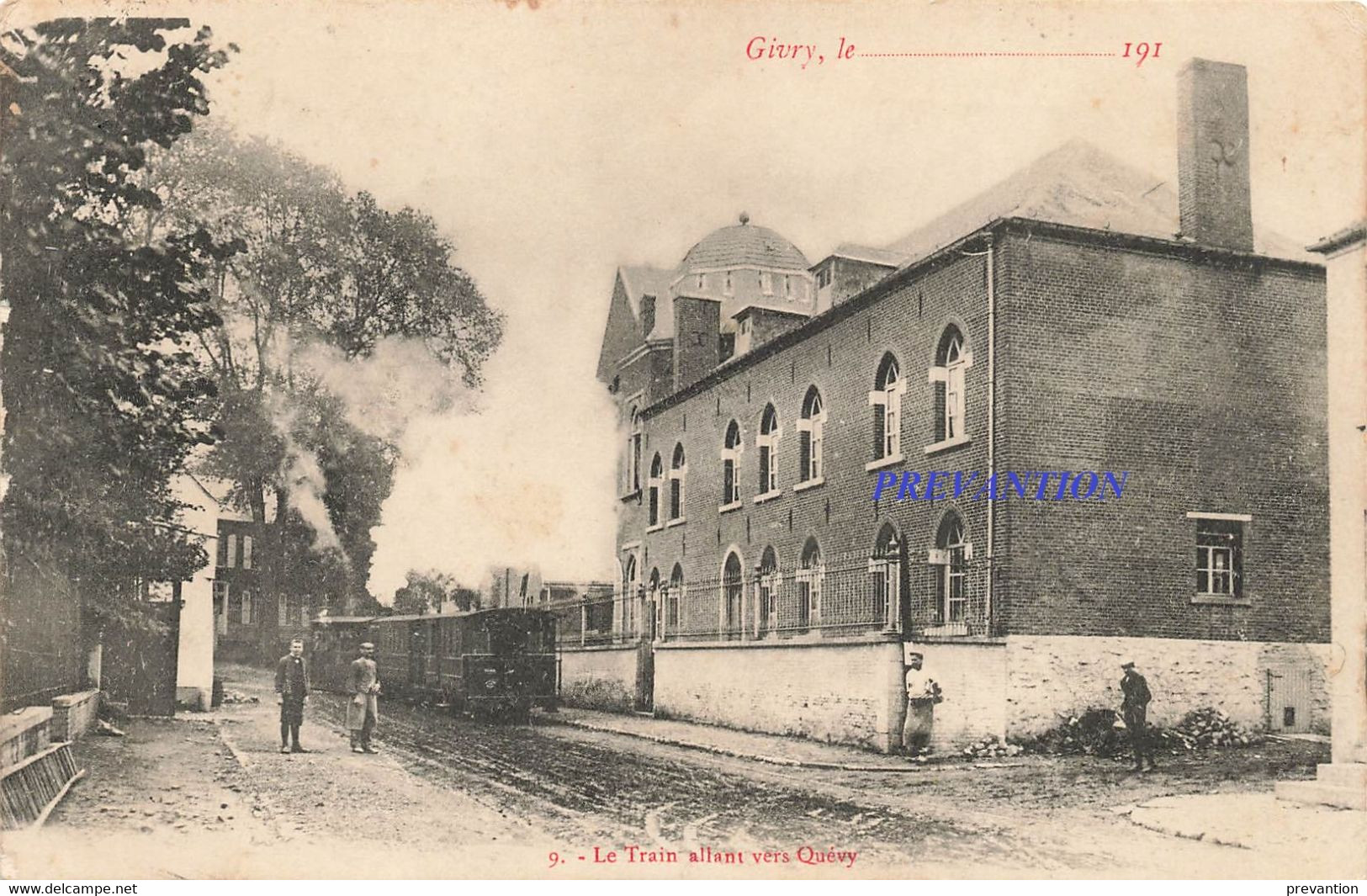 GIVRY - Le Train Allant Vers QUEVY - Carte Animée Et Circulé 1912 - Quévy