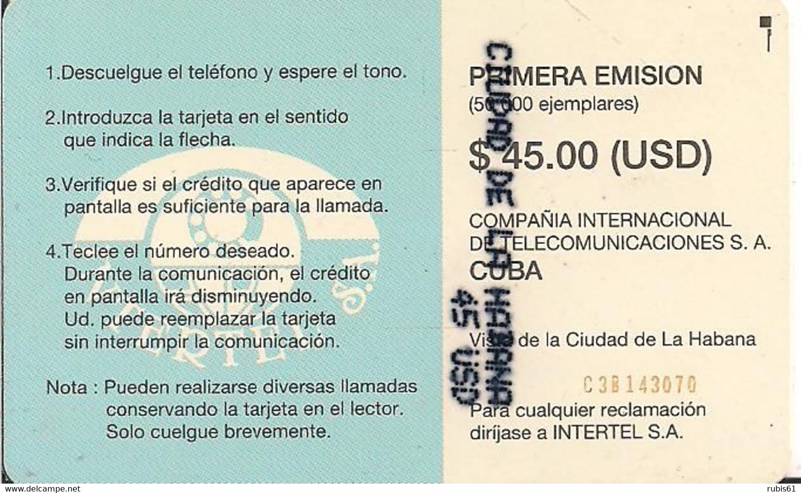 TARJETA CUBA - Non Classés