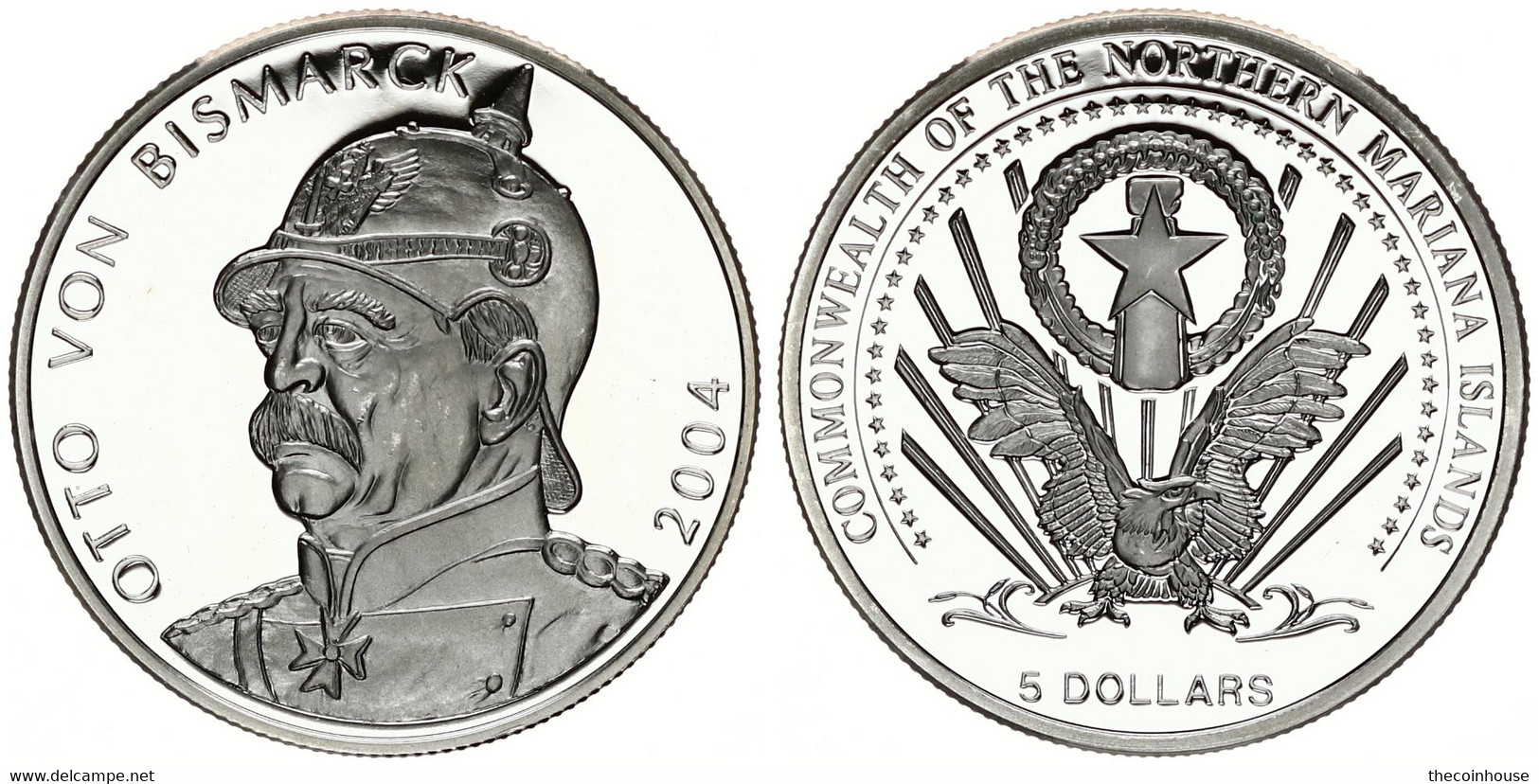 Northern Mariana Islands, Commonwealth, 5 Dollars Silver 2004 Otto Van Bismarck, KM XNL, Proof - Isole Marianne Del Nord