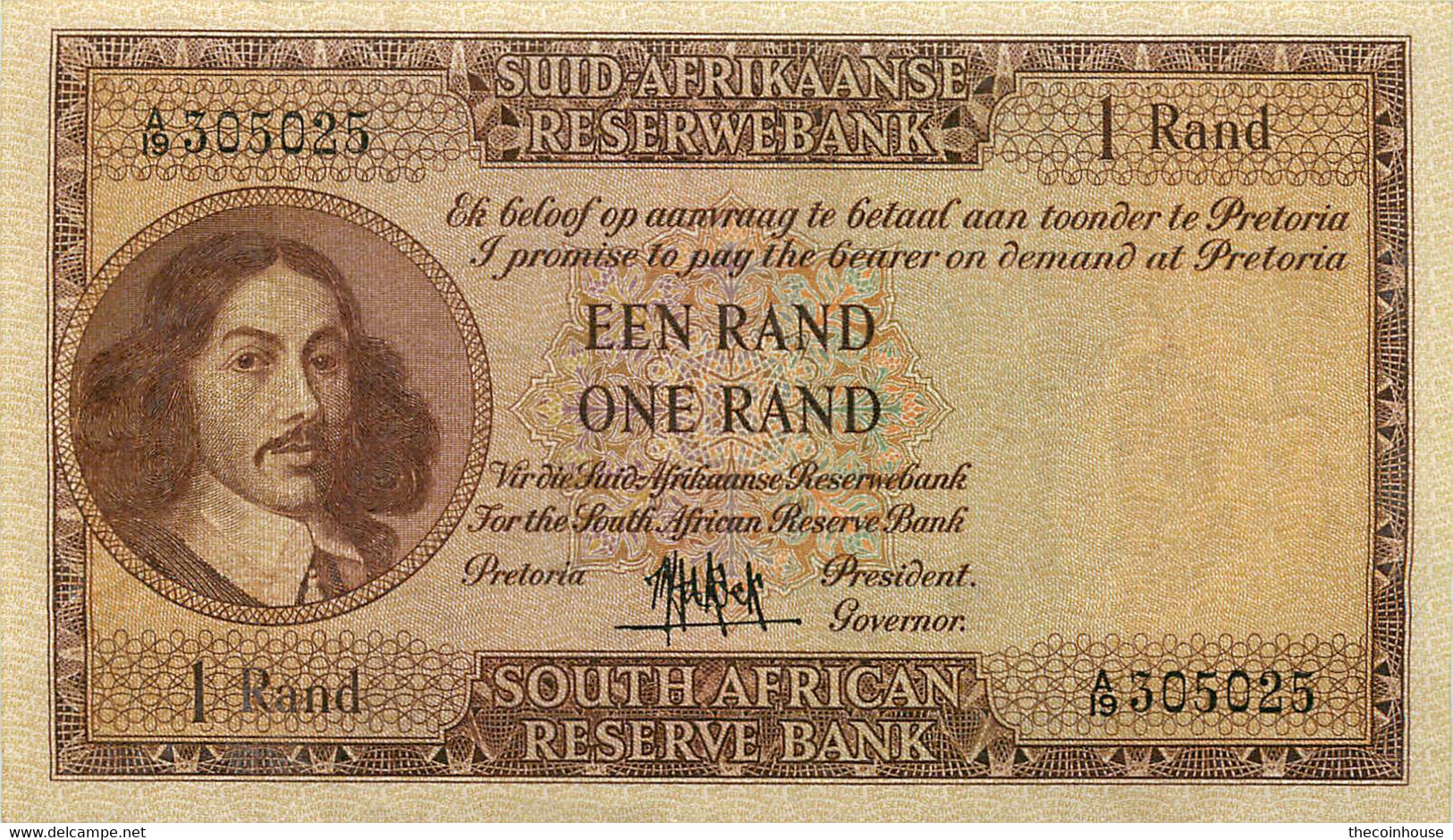 South Africa, Republic, Banknote 1 Rand ND (1961-1965) Jan Van Riebeeck At Left, P 103a, VF - Suráfrica