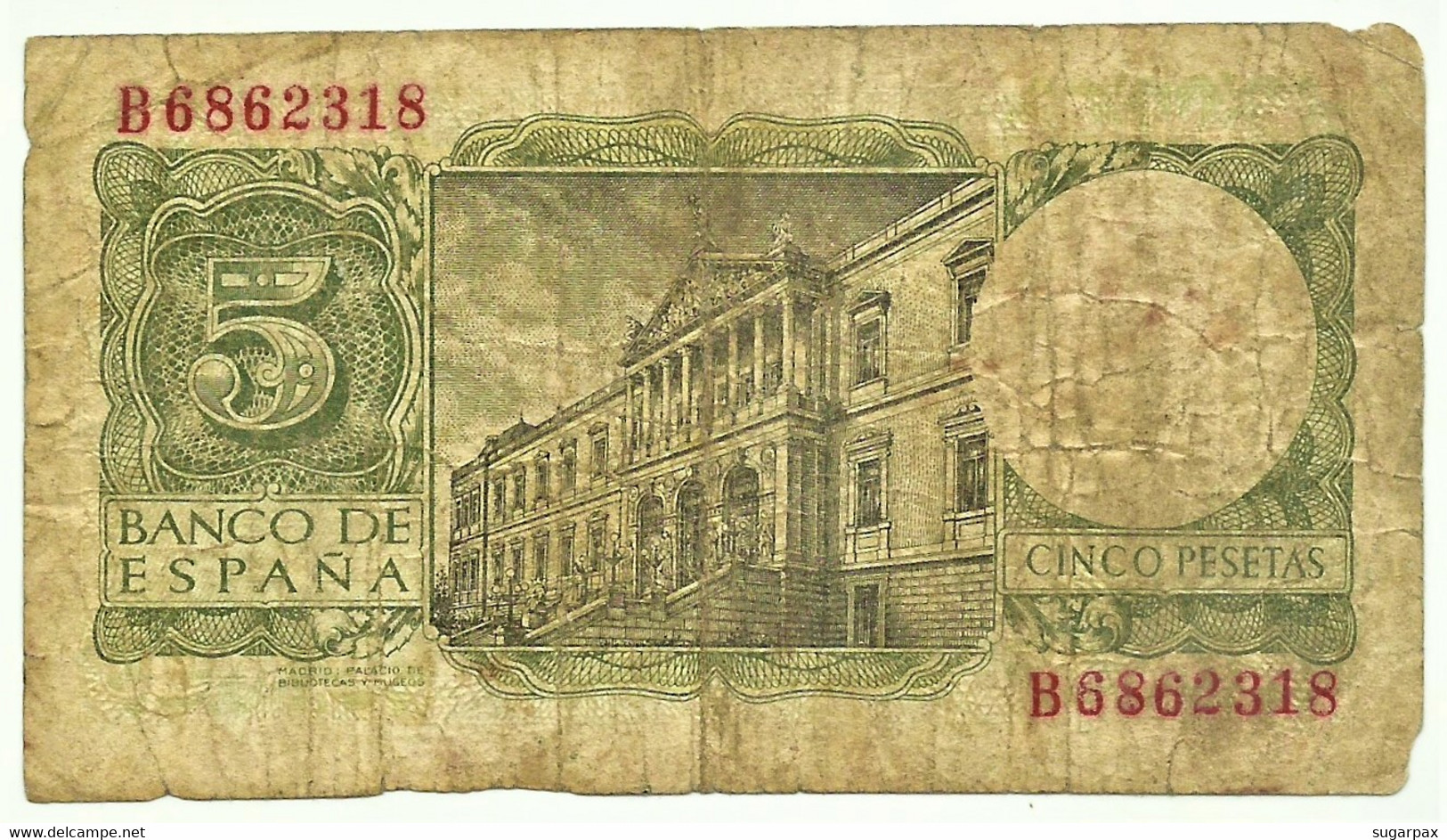 ESPAÑA - 5 Pesetas - 22.07.1954 - Pick 146 - Serie B - King Alfonso X - 5 Peseten