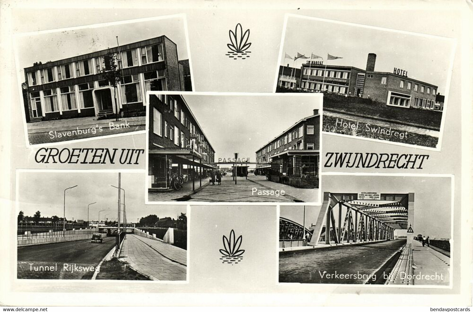 Nederland, ZWIJNDRECHT, Slavenburg's Bank, Hotel Swindregt (1961) Ansichtkaart - Zwijndrecht