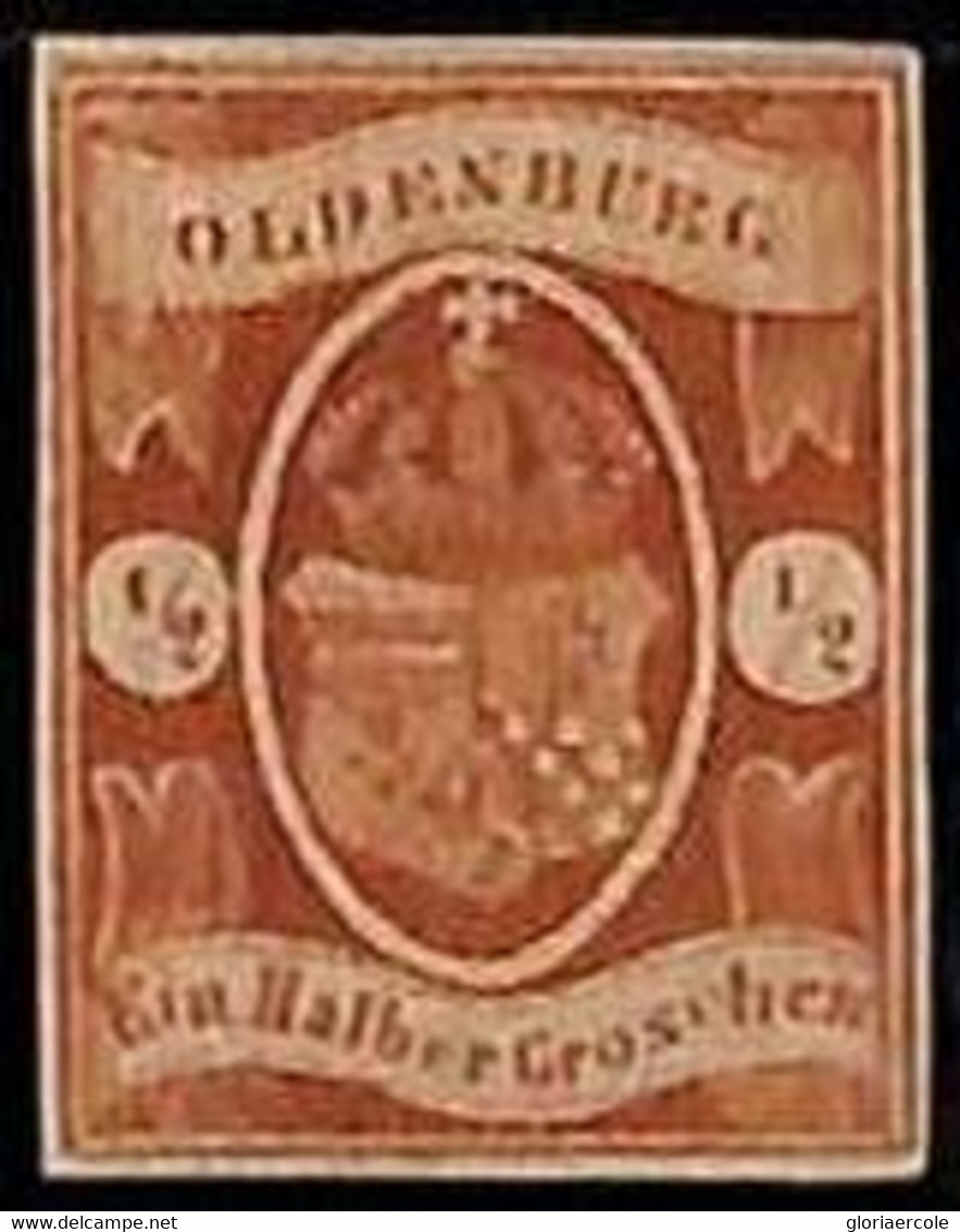 94907 1e - GERMANY Oldenburg - STAMP - Michel  # 11 - Mint HINGED MH  Signed - Oldenburg