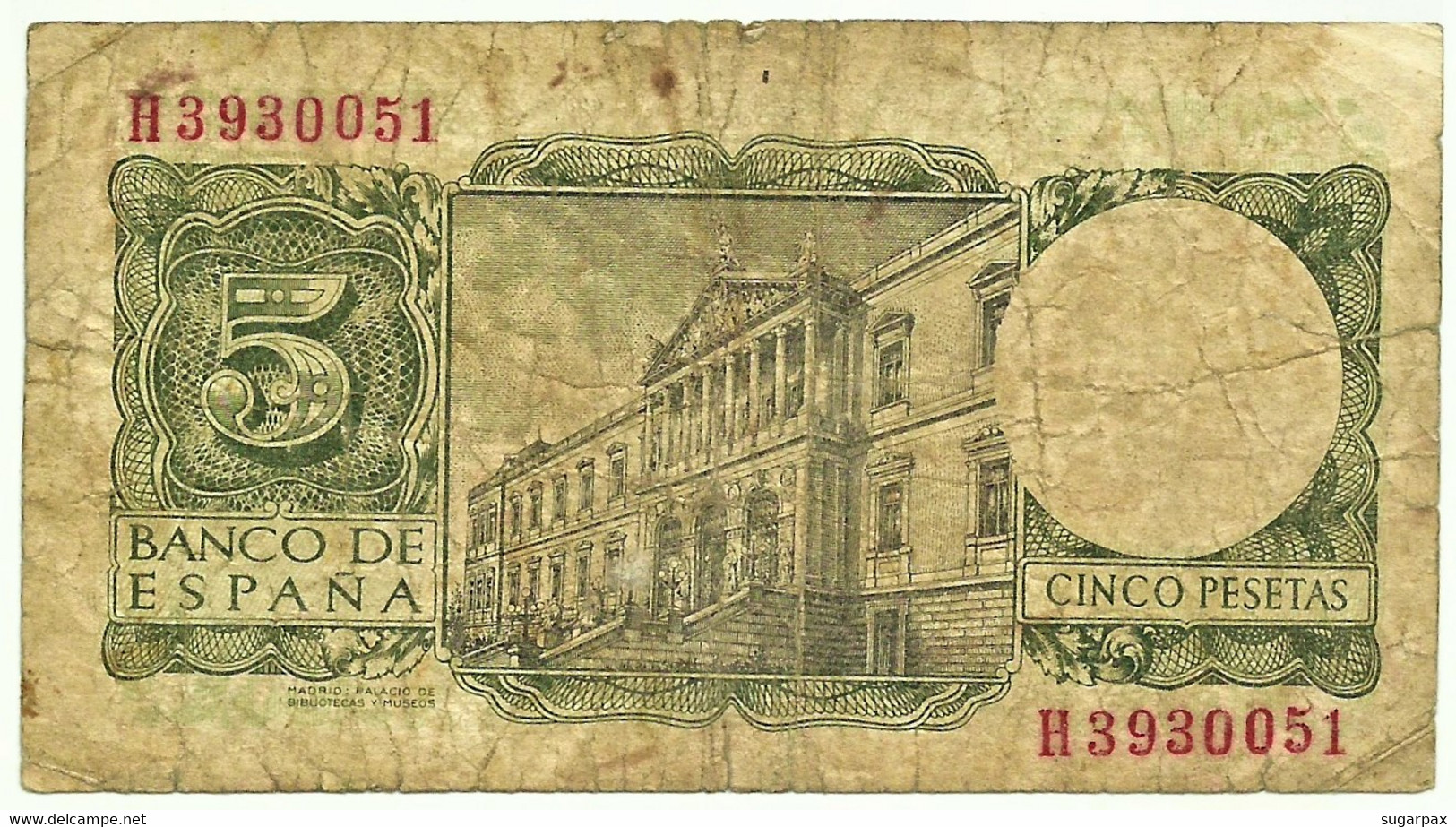 ESPAÑA - 5 Pesetas - 22.07.1954 - Pick 146 - Serie H - King Alfonso X - 5 Pesetas