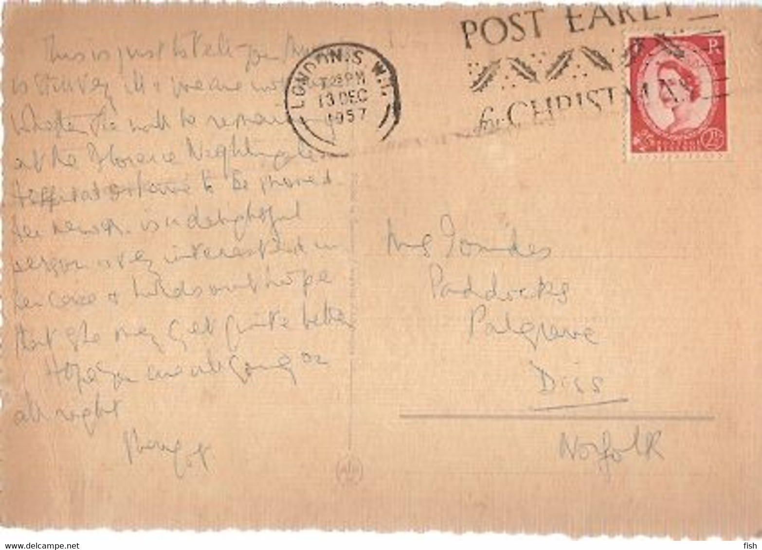 England & Circulated, Dog, London To Diss 1957 (07978) - Honden