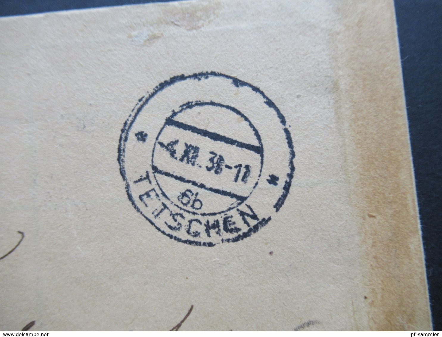 DR Sudetenland 4.11.1938 Postsache Stempel L1 Postamt Tetschen A.d. Elbe Und Aptierter Stempel Tetschen - Sudetenland