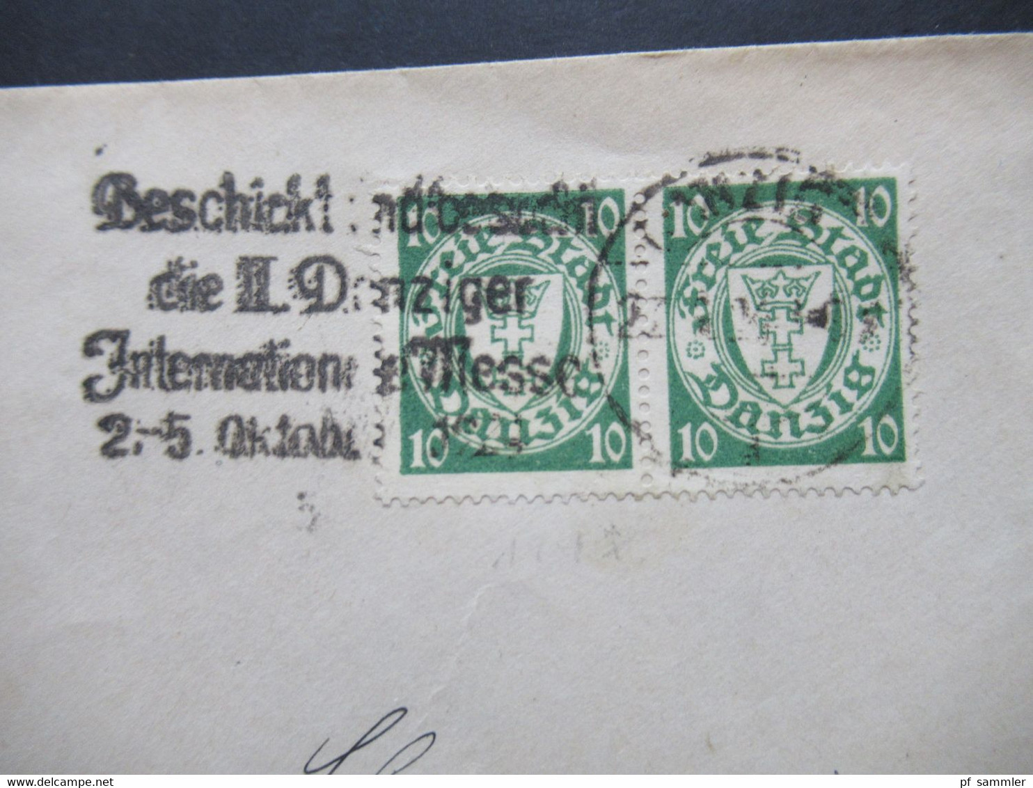 DR Danzig 1924 Nr. 194 Waagerechtes Paar MeF Werbestempel Danziger Messe Aus Dantig Oliva Nach Siegen - Lettres & Documents