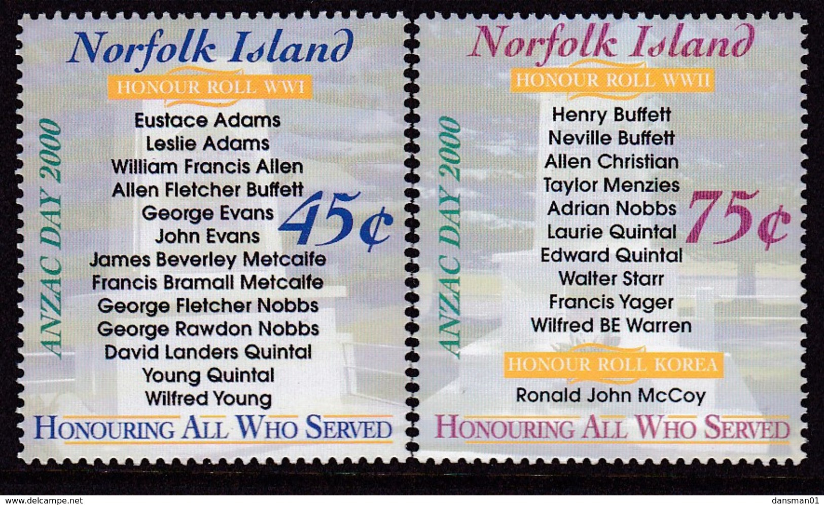 Norfolk Island 2000 WWII Sc 701-02 Mint Never Hinged - Norfolk Eiland