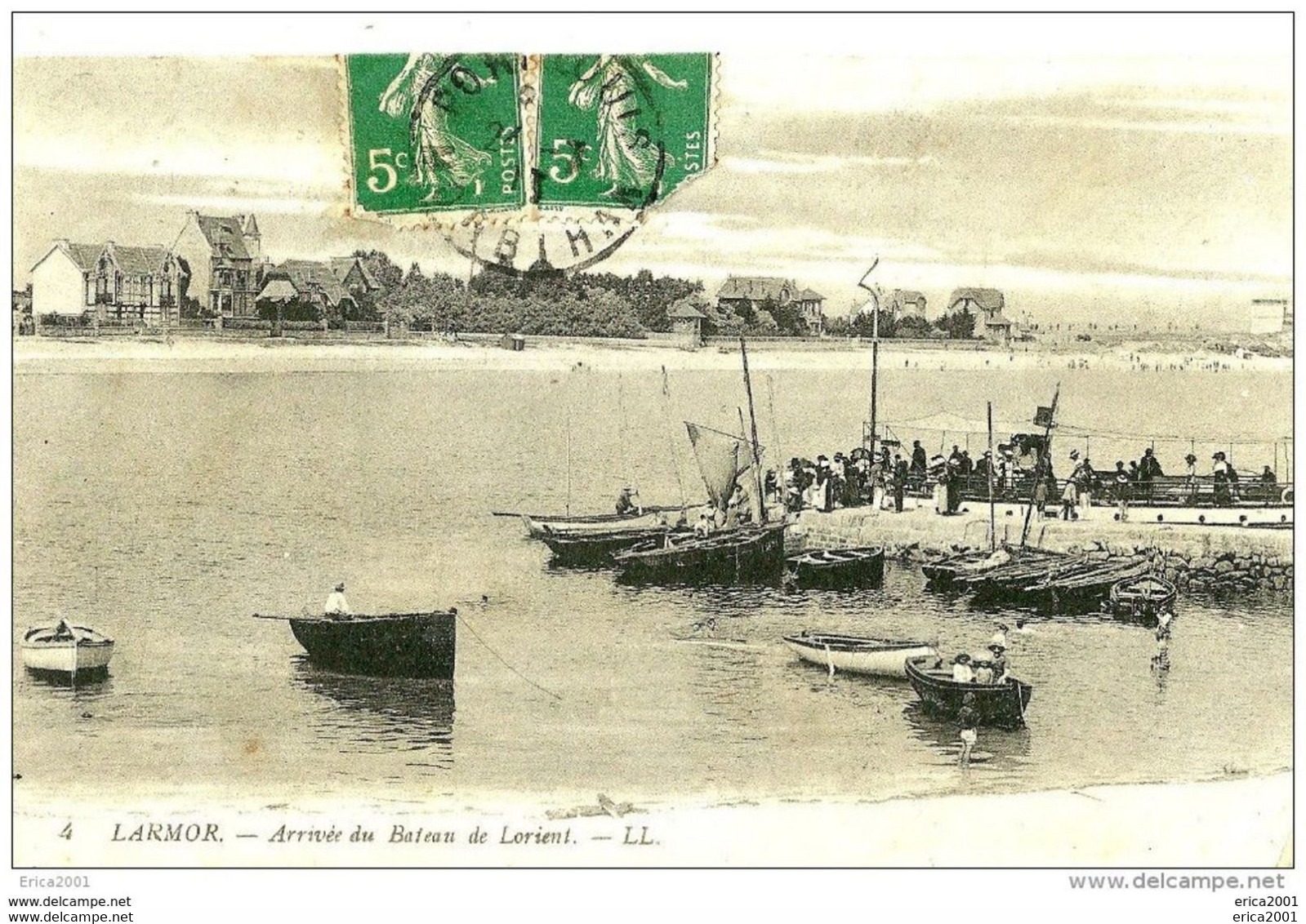 Larmor-Plage. L'arrivée Du Bateau De Lorient Au Débarcadère De Larmor-Plage. - Larmor-Plage