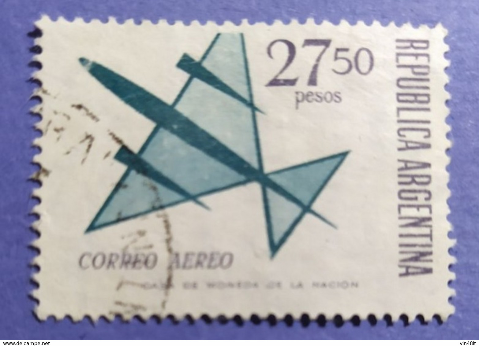 -    REPUBBLICA  ARGENTINA   -   VALORE  27,50  Pesos   - USATO - Corrientes (1856-1880)