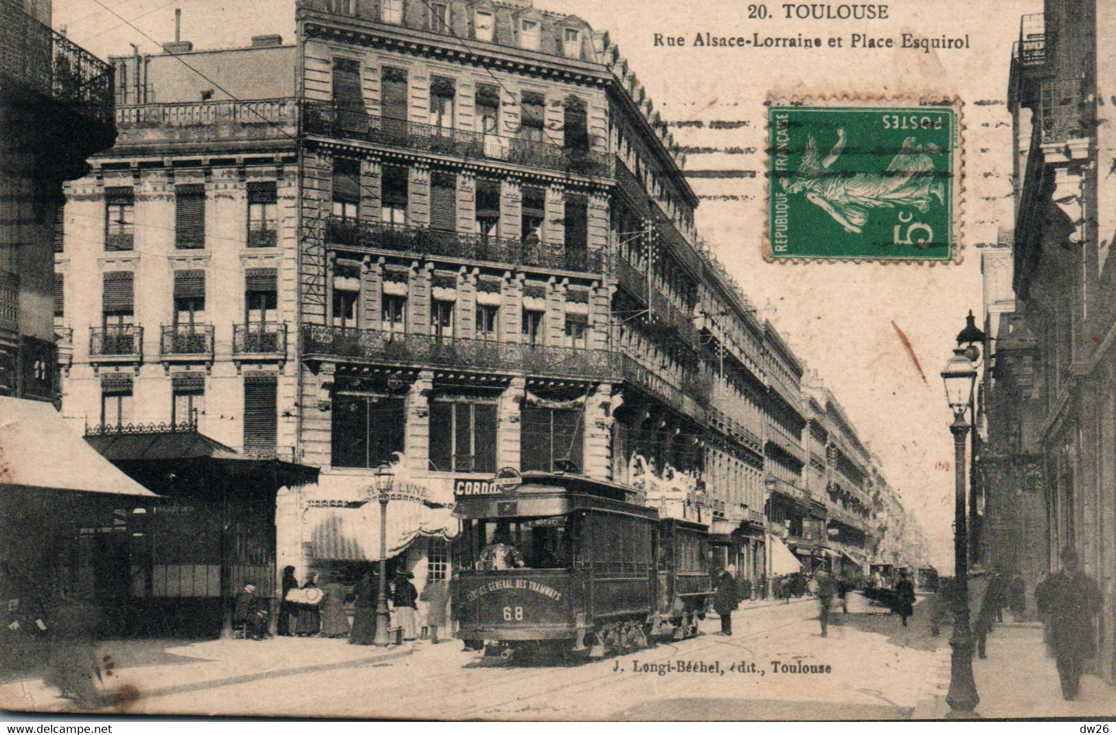 Toulouse - Rue Alsace Lorraine Et Place Esquirol, Tramway - Edition Longi-Bééhel - Carte N° 20 - Toulouse