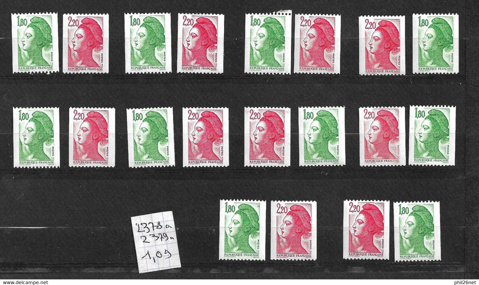 France 10 Exemplaires Des N°2378a Et 2379a N°  Rouges  Neufs * * TB = MNH VF Voir Scans    Le Moins Cher Du Site ! ! ! - Collections