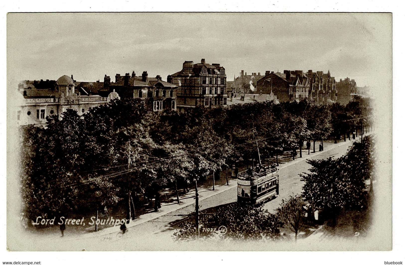 Ref BB 1450  - Early Postcard - Open Top Tram - Lord Street Southport - Lancashire - Southport