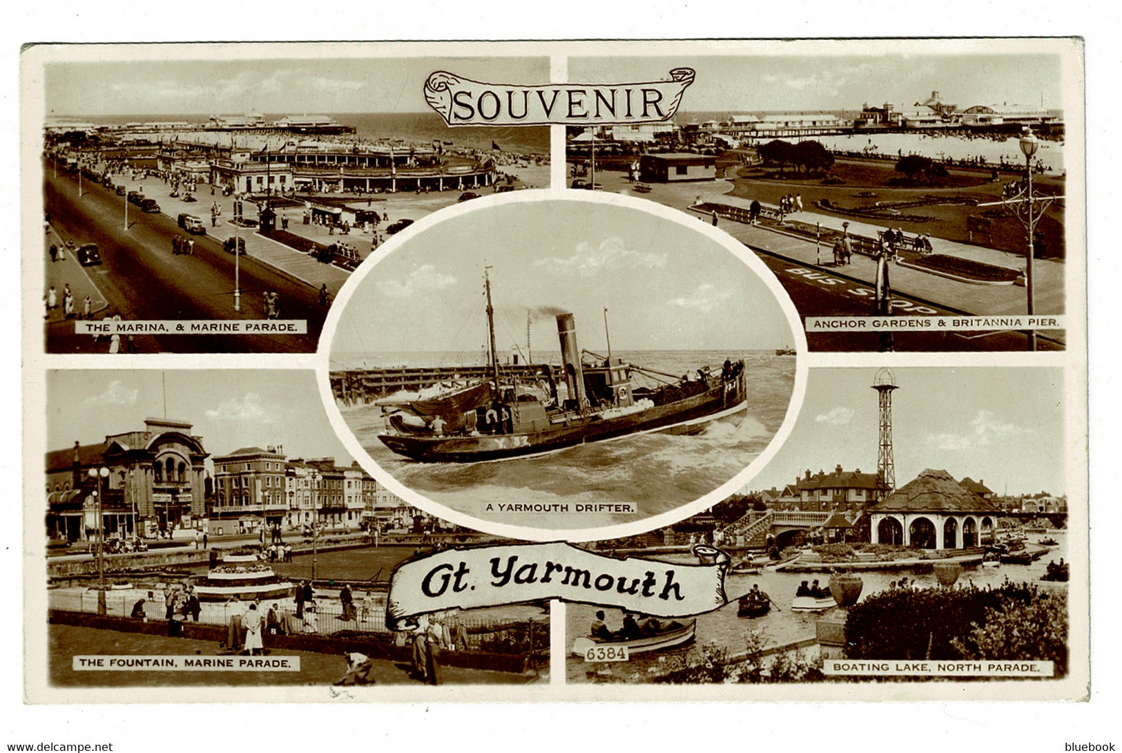 Ref BB 1450  - 1954 Real Photo Multivew Postcard - Great Yarmouth Fishing Drifter ++ Norfolk - Great Yarmouth