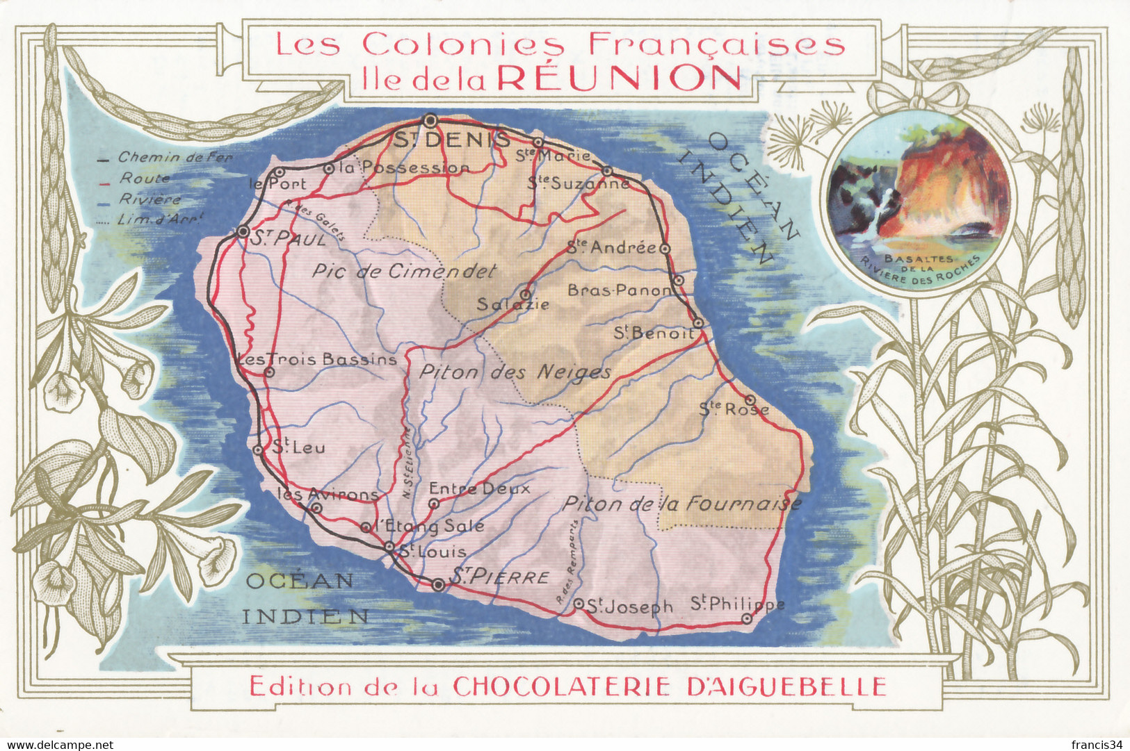 CPA - Carte De L'île - Edition De La Chocolaterie D'Aiguebelle - Autres & Non Classés