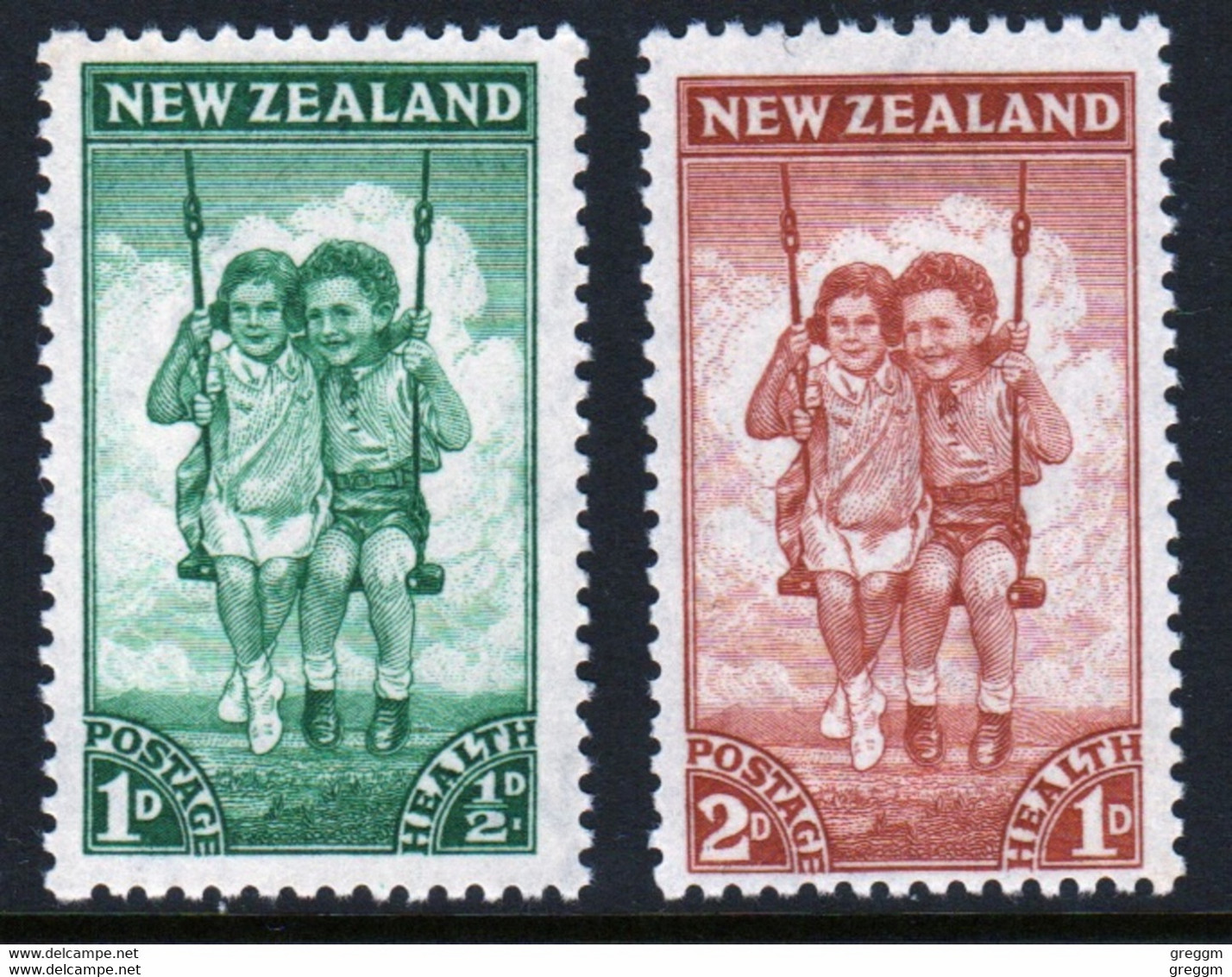 New Zealand 1942 Set Of Health Stamps Showing Children On A Swing. - Neufs