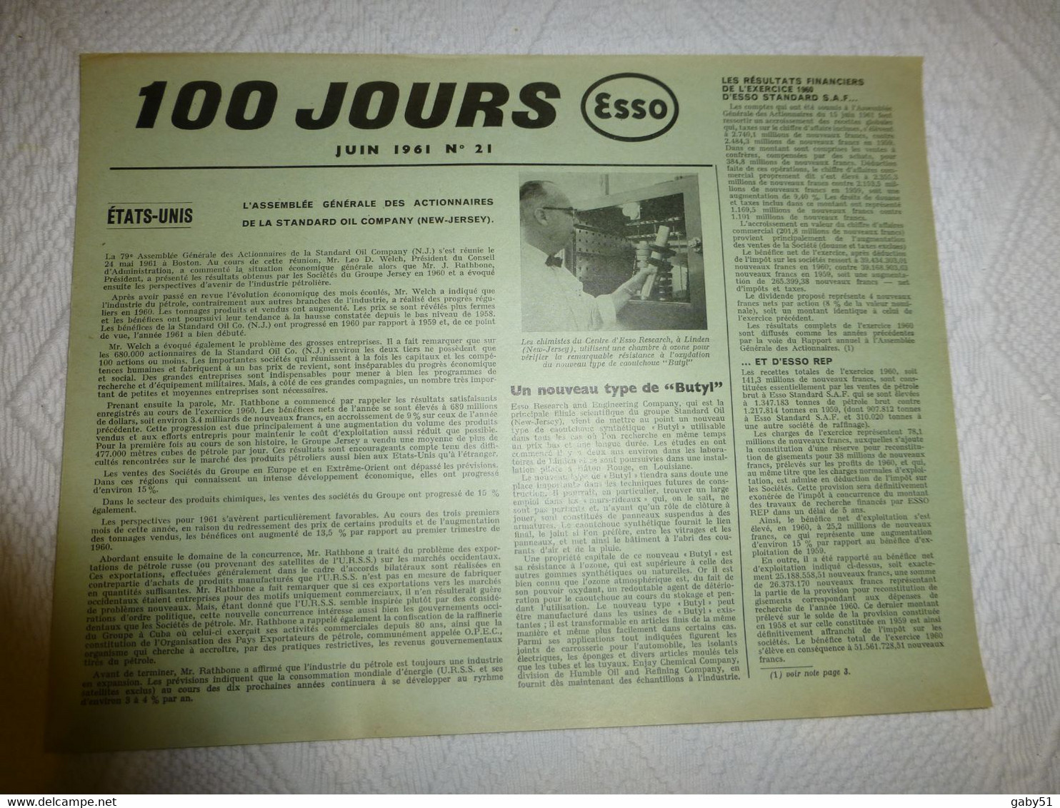 Journal 100 JOURS ESSO Juin 1961, Navire Pétrolier Esso Lorraine, Stade Esso Rueil ; REV02 - 1950 à Nos Jours