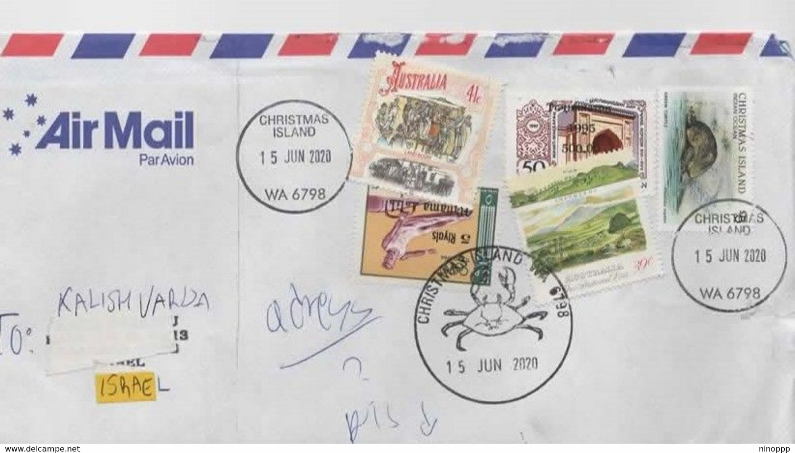 Australia 2020 Return To Sender From Israel Via Christmas Island ,A Rare Item Euro 50,00 - Usati