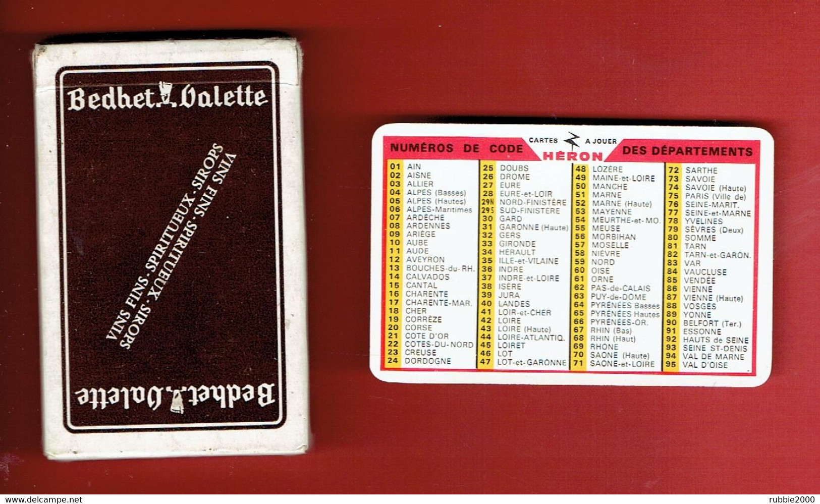 JEU 32 CARTES A JOUER PUBLICITE BEDHET VALETTE 8 ENCLOS DES MACONNAIS A PARIS 12 FABRICANT HERON - 32 Cards