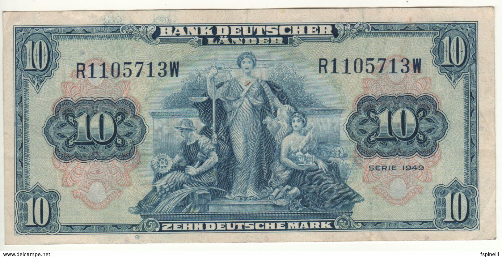 GERMANY  10 Deutche Marks   P16a   ( Dated 1949   Bank Deutscher Länder ) - 10 Deutsche Mark