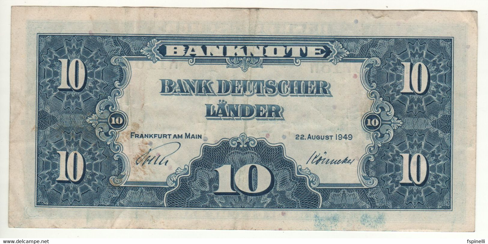GERMANY  10 Deutche Marks   P16a   ( Dated 1949   Bank Deutscher Länder ) - 10 Deutsche Mark