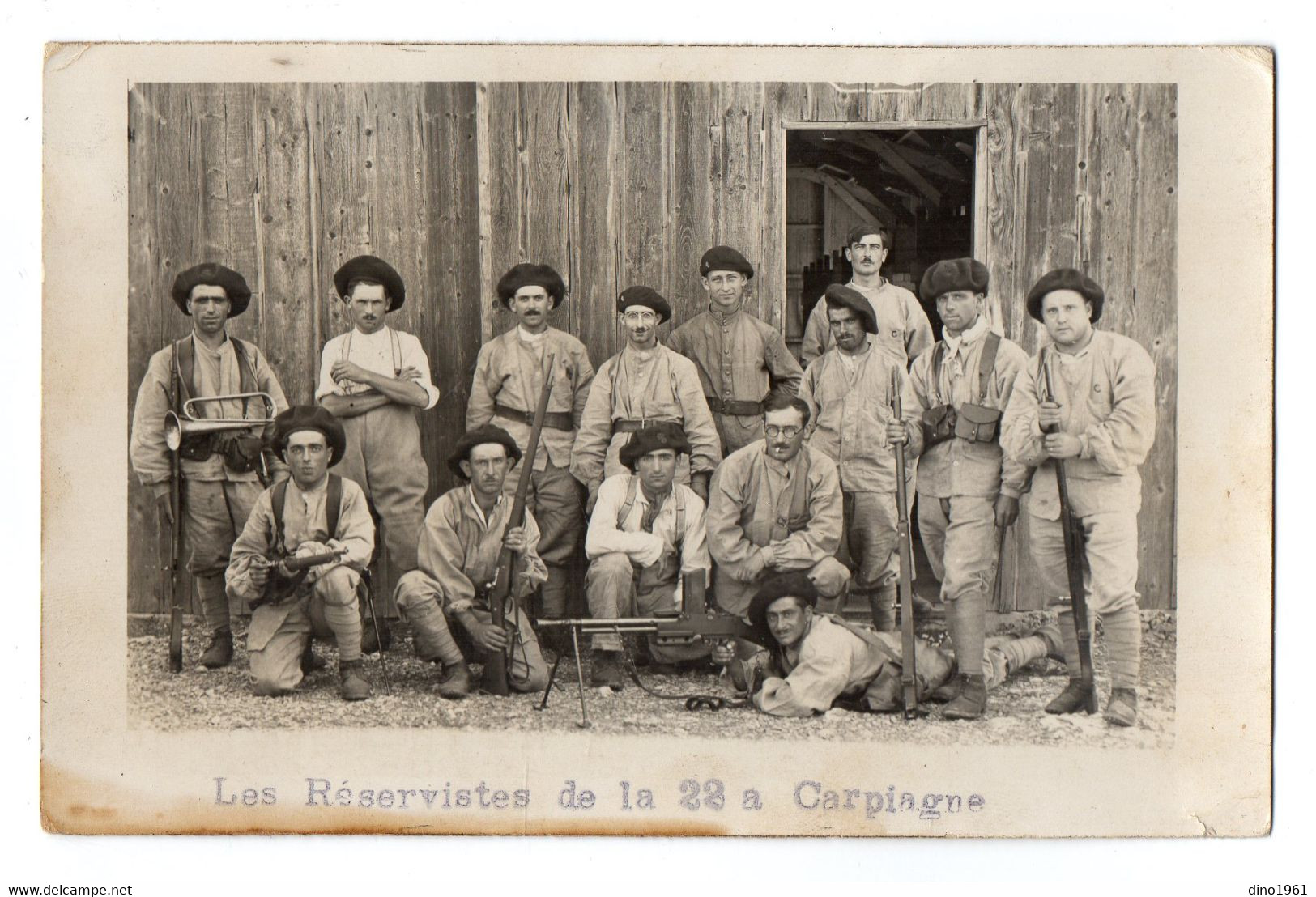 CPA 3063 - MILITARIA - Carte Photo Militaire - Mitrailleuse & Chasseurs Alpins Au Camp De Carpiagne ( MARSEILLE ) - Matériel