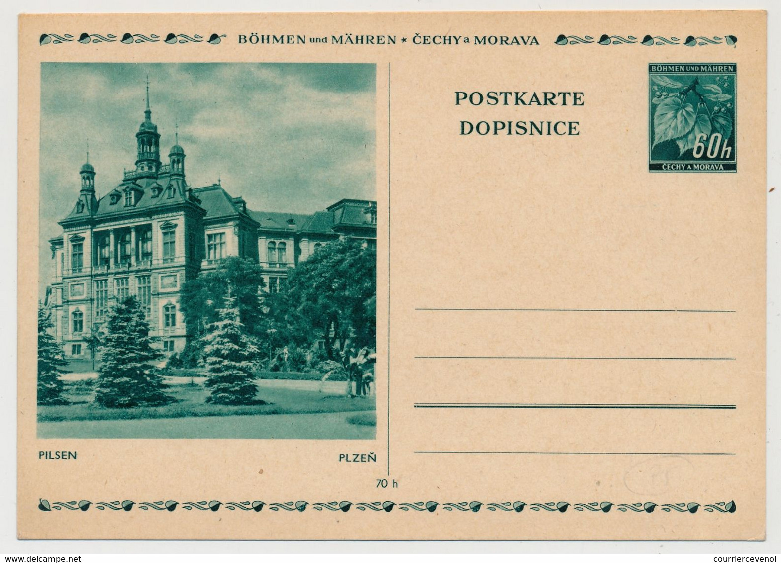 BOHEME MORAVIE - Ganzsache / Carte Postale (entier) / Pilsen Plzen 70h - Briefe U. Dokumente