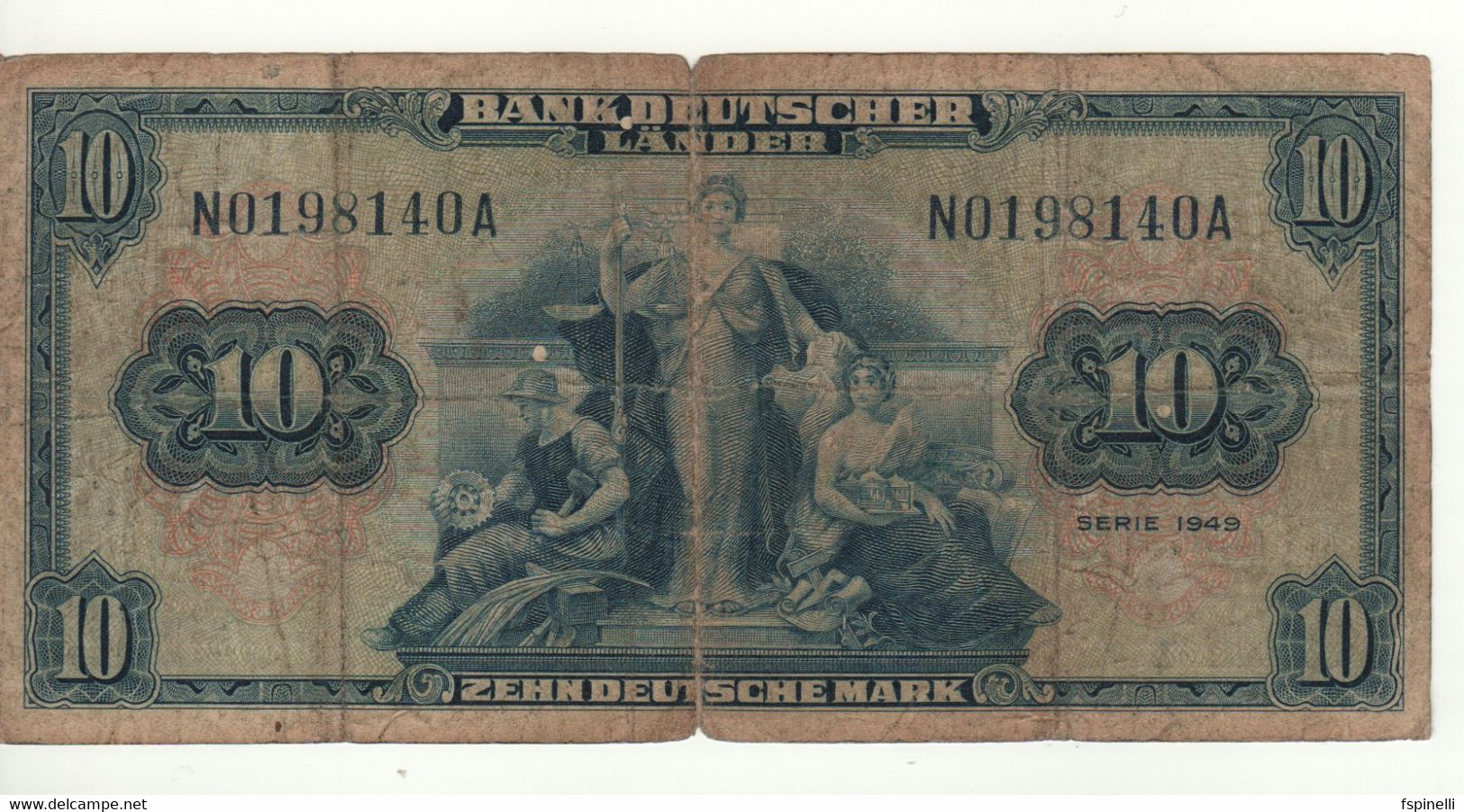 GERMANY  10 Deutche Marks   P16a   ( Dated 1949   Bank Deutscher Länder ) - 10 Deutsche Mark